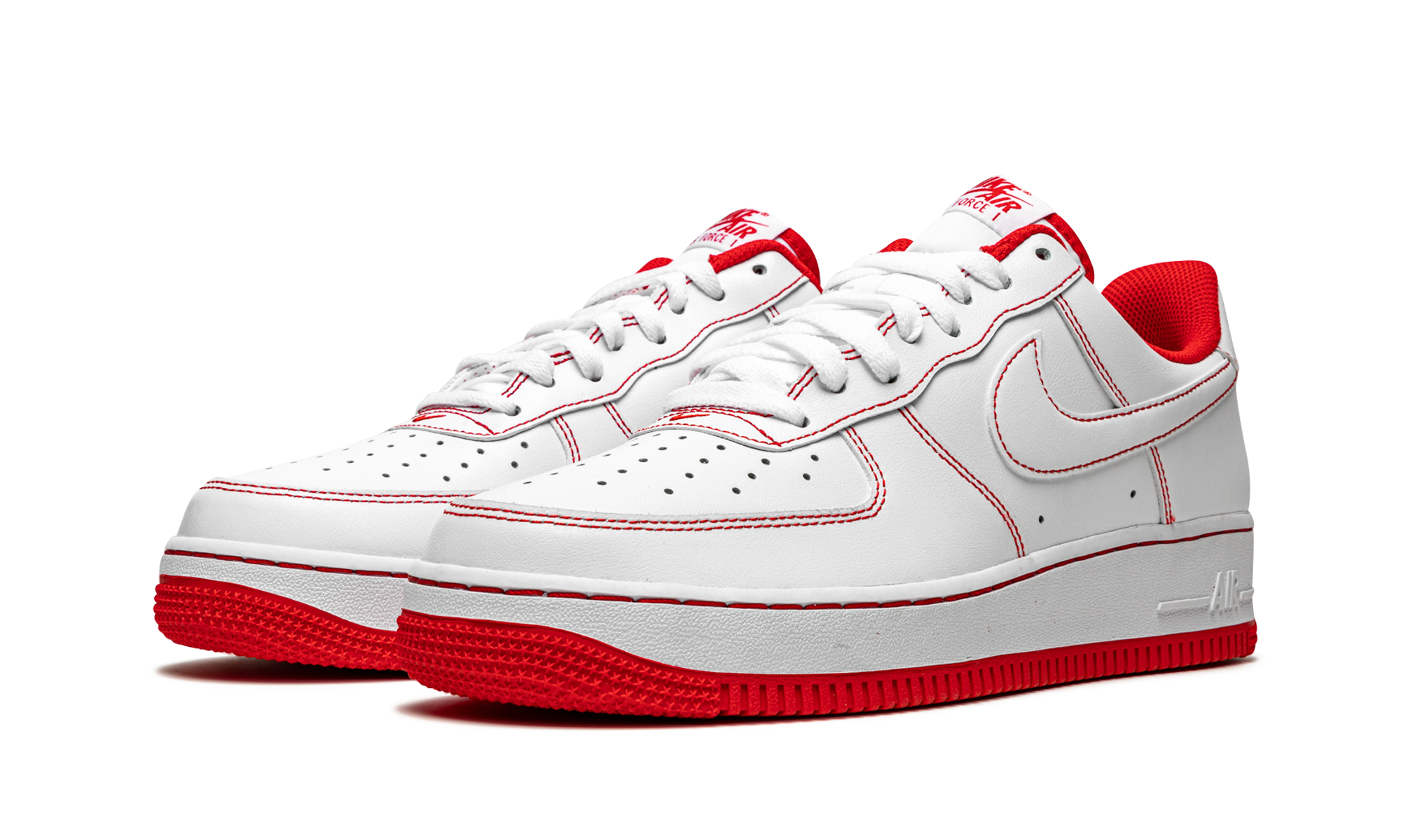 nike air force 1 low 07 white university red+CV1724-100+diagnol left view