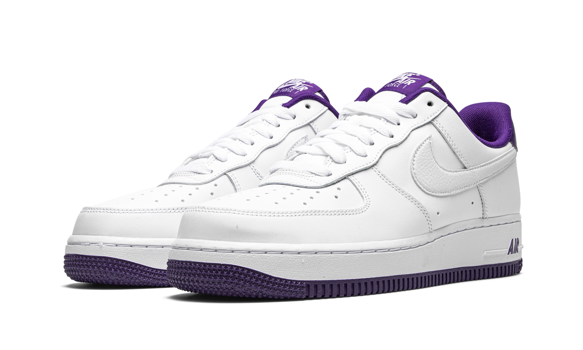 nike air force 1 low 07 white voltage purple+CJ1380-100+diagnol left view