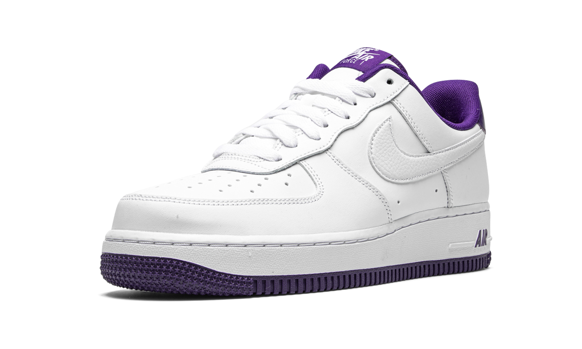 nike air force 1 low 07 white voltage purple+CJ1380-100+left diagnol single view
