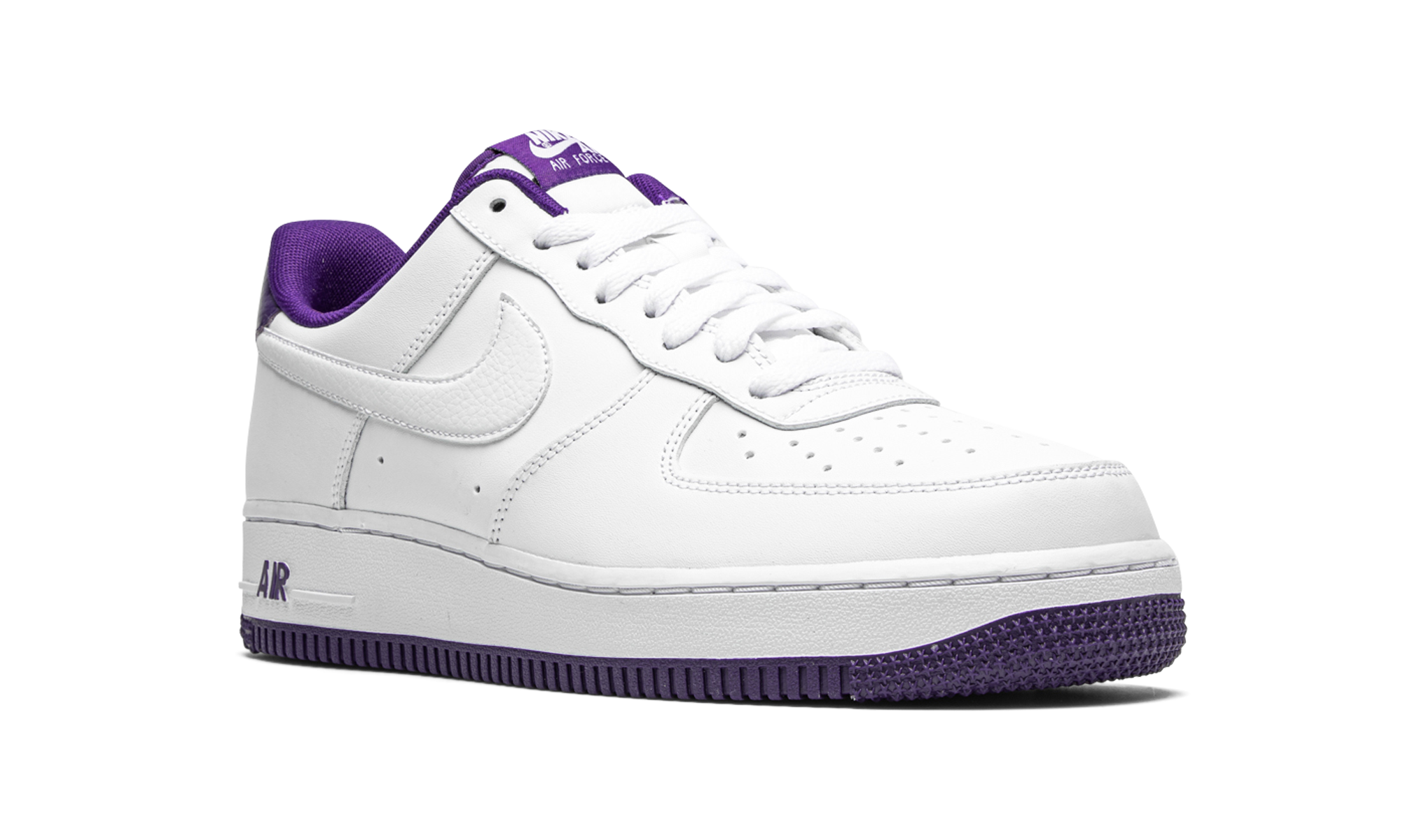 nike air force 1 low 07 white voltage purple+CJ1380-100+diagnol right view