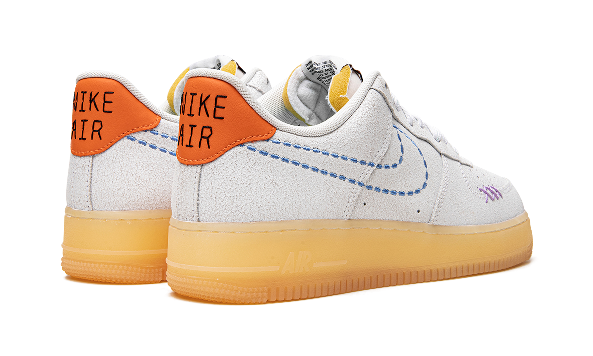 nike air force 1 low 101 grey+DX2344-100+diagnol right behind view