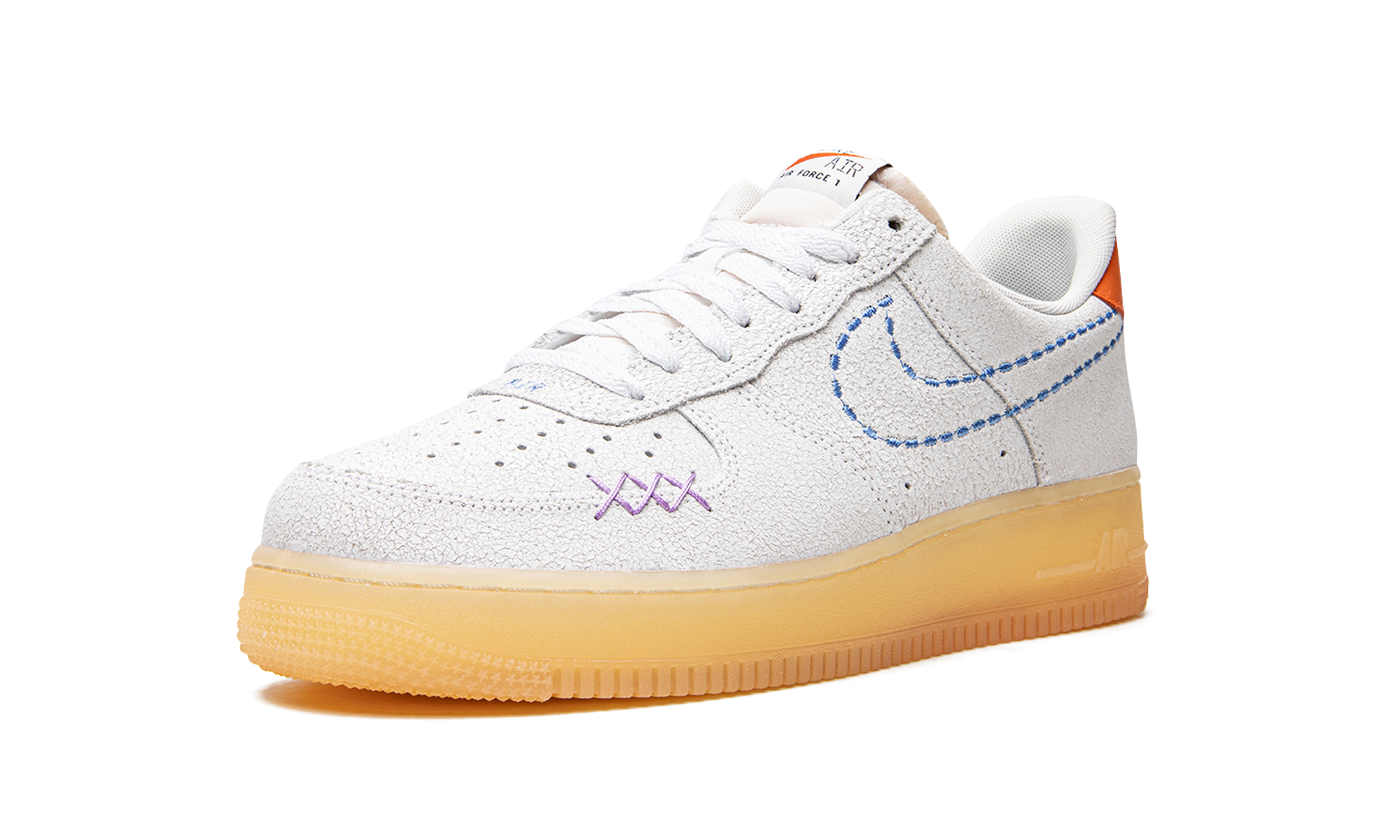 nike air force 1 low 101 grey+DX2344-100+left diagnol single view