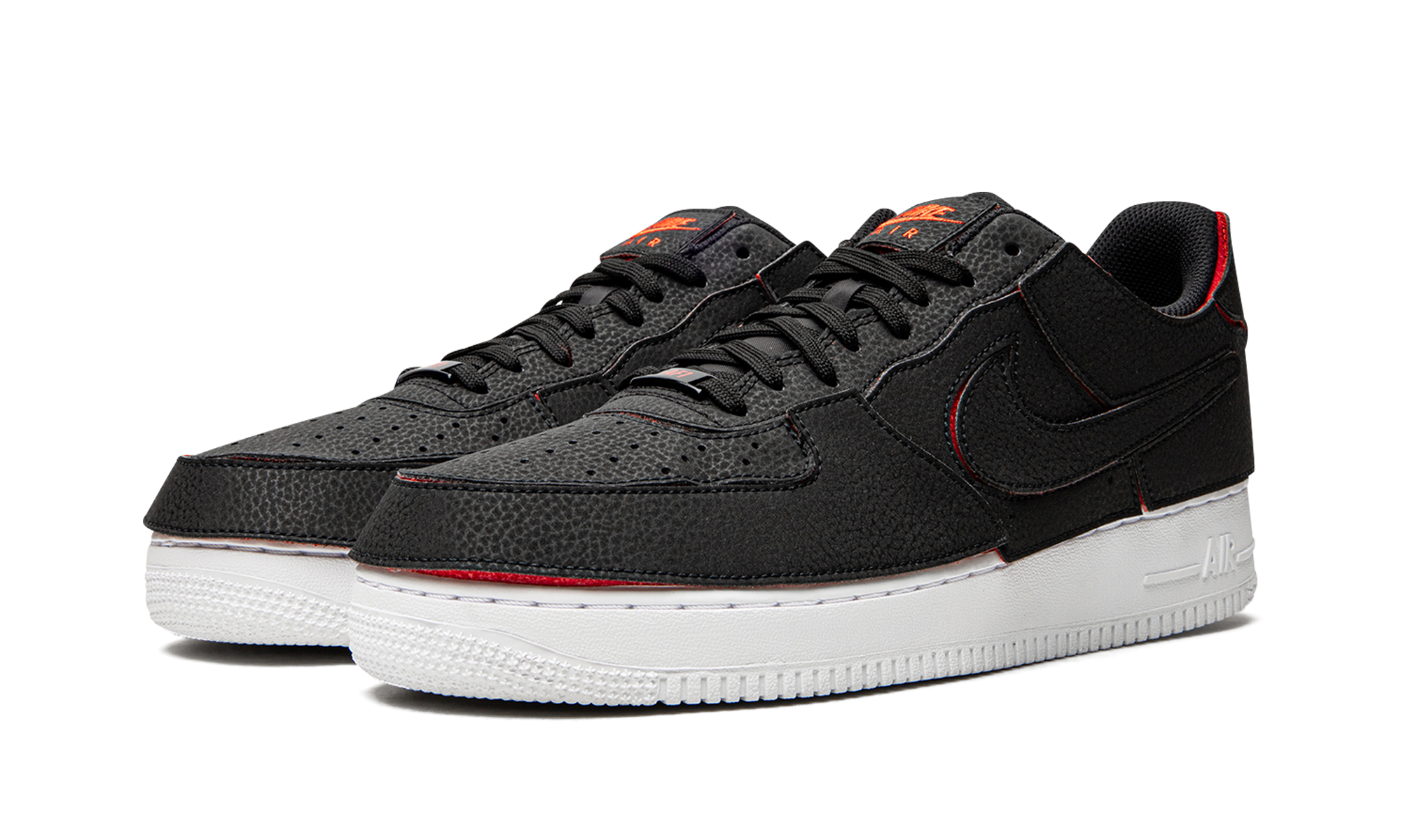 nike air force 1 low 1 1 black chile red+DD2429-001+diagnol left view