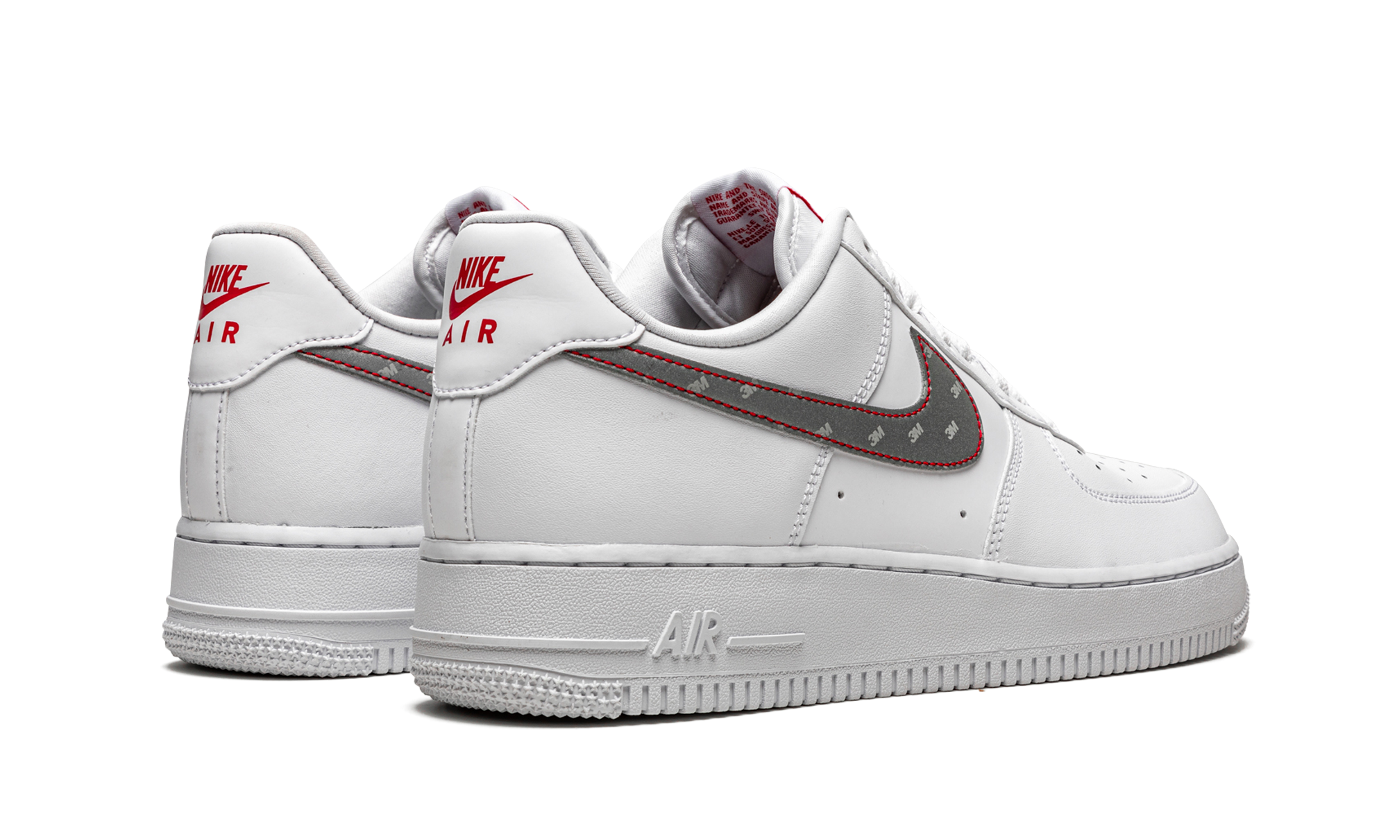 nike air force 1 low 3m swoosh white+CT2296-100+diagnol right behind view