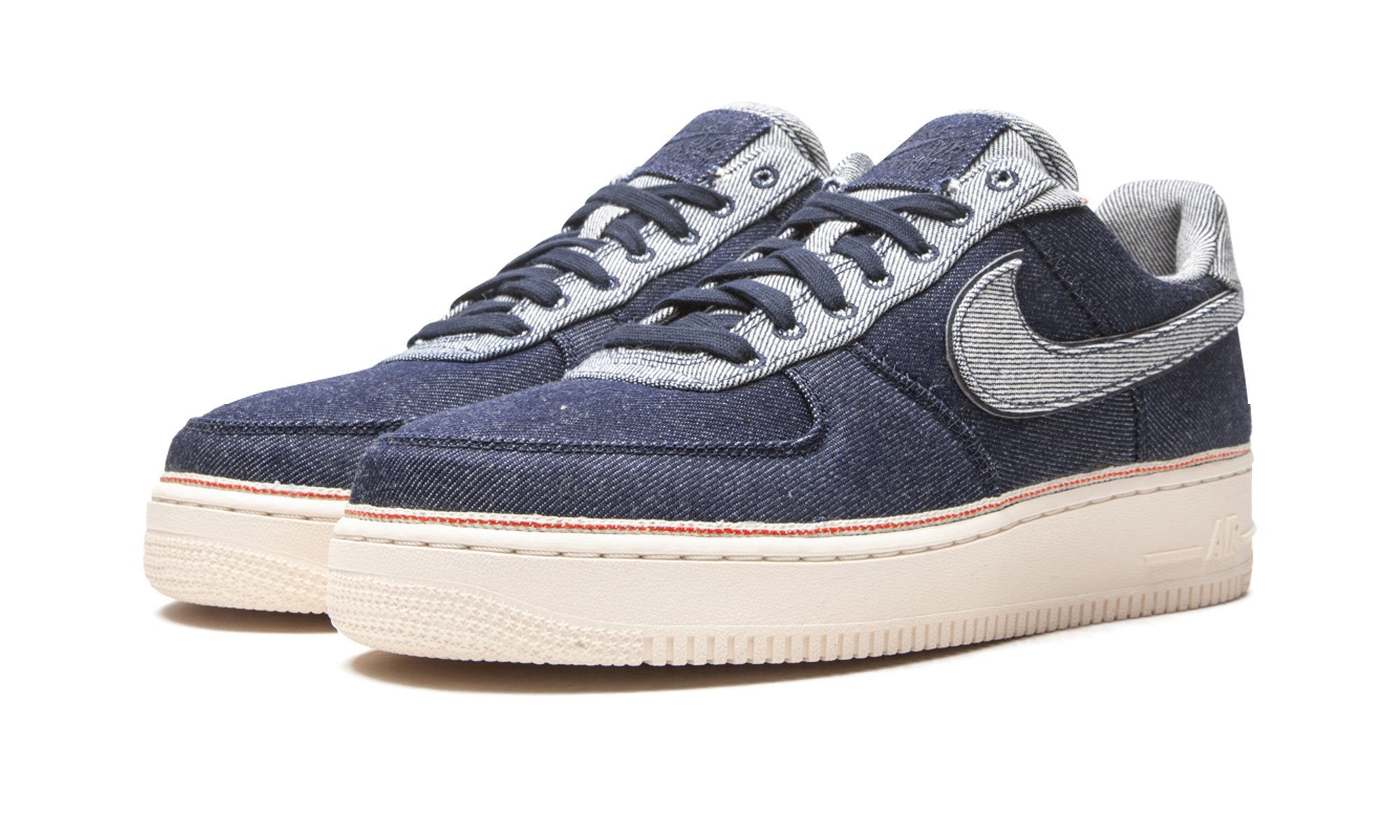nike air force 1 low 3x1 denim raw indigo+905345-402+diagnol left view