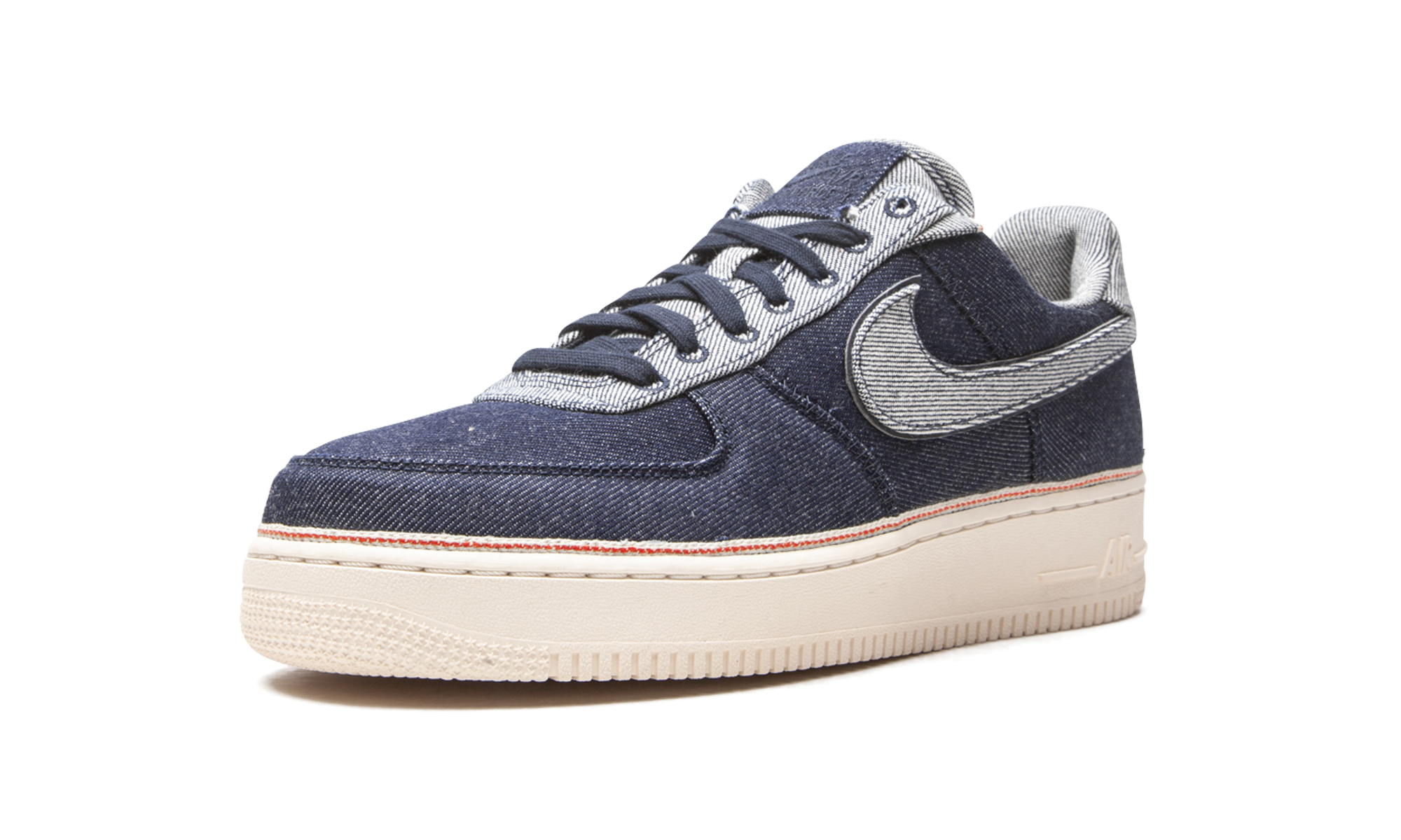 nike air force 1 low 3x1 denim raw indigo+905345-402+left diagnol single view