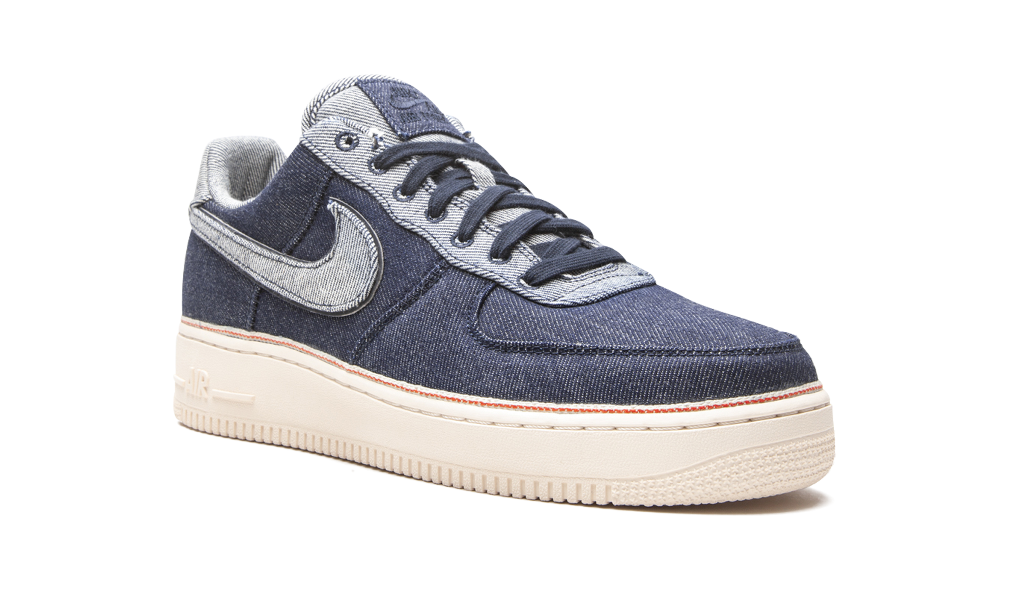 nike air force 1 low 3x1 denim raw indigo+905345-402+diagnol right view