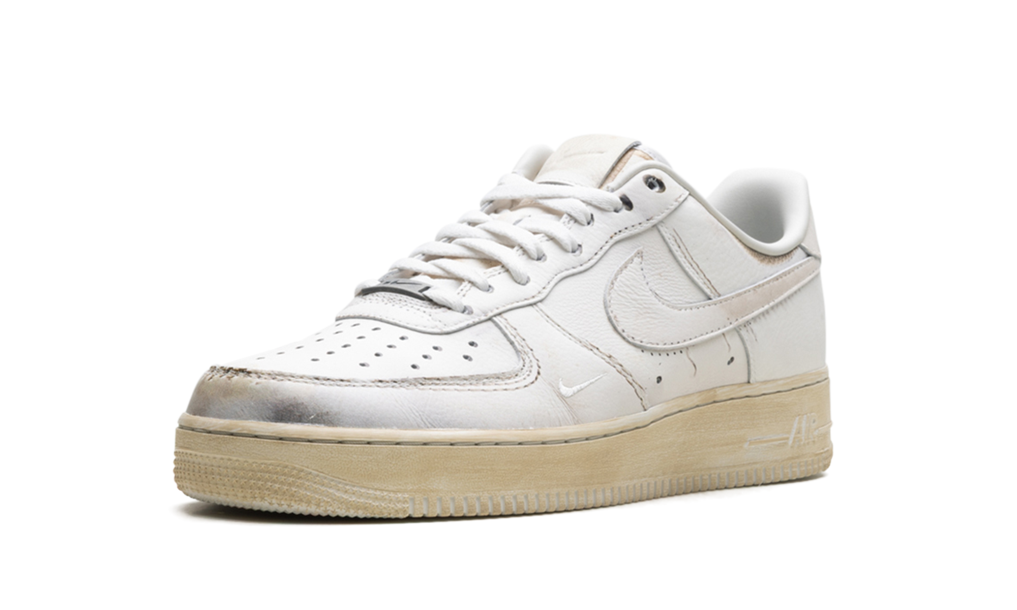 nike air force 1 low swoosh dirty triple white+HJ9346-100+left diagnol single view