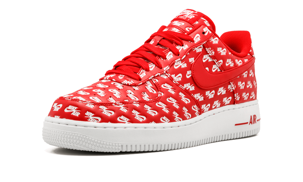 nike air force 1 low all over logo red+AH8462-600+left diagnol single view