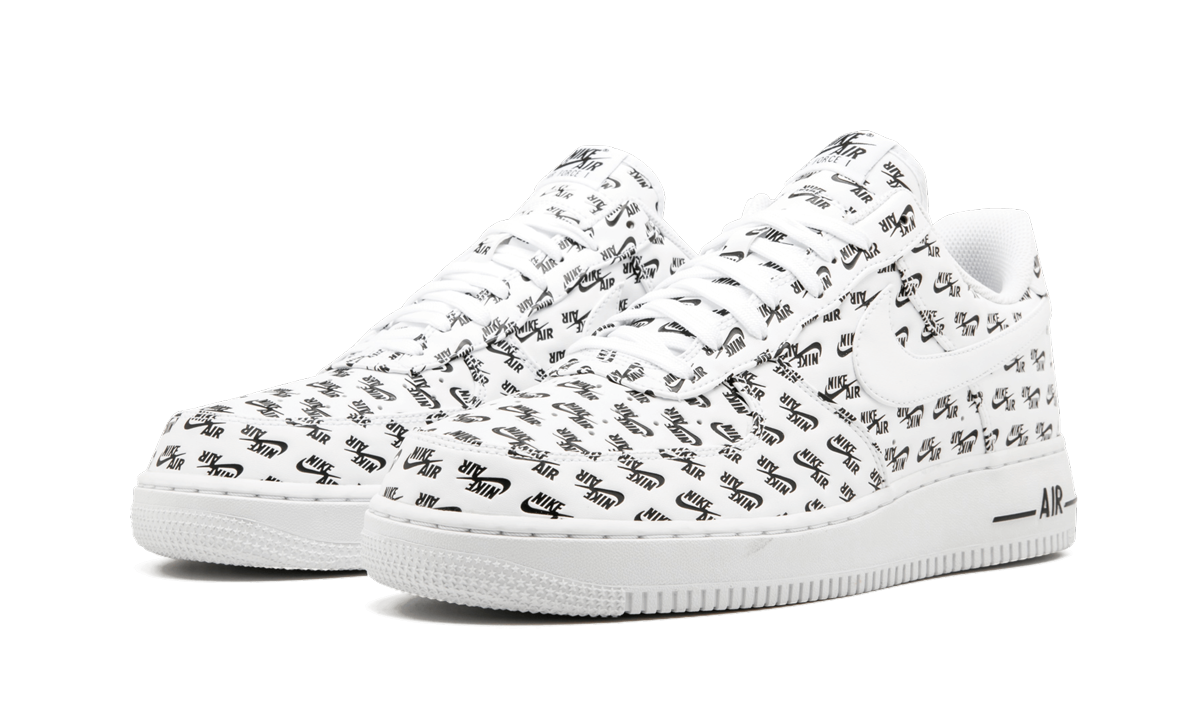 nike air force 1 low all over logo white+AH8462-100+diagnol left view
