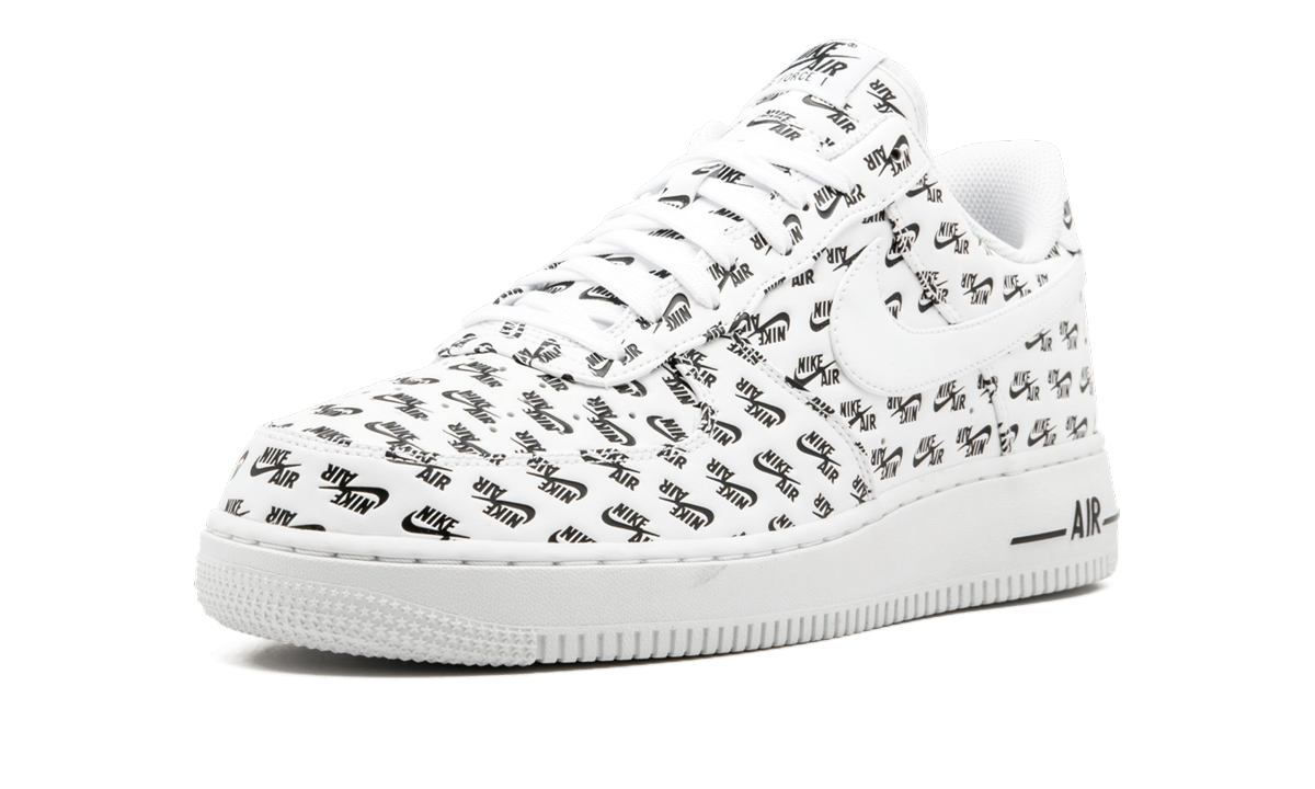 nike air force 1 low all over logo white+AH8462-100+left diagnol single view