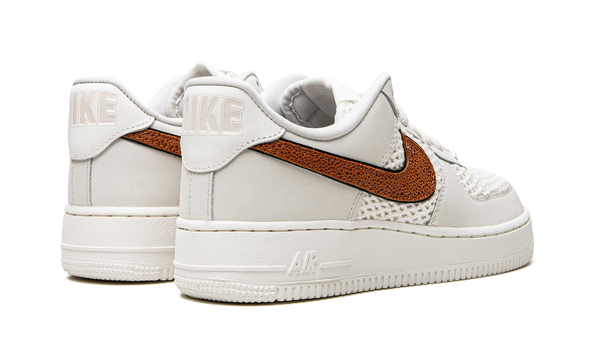 nike air force 1 low basketball leather light bone sail women s+DZ5228-100+diagnol right behind view