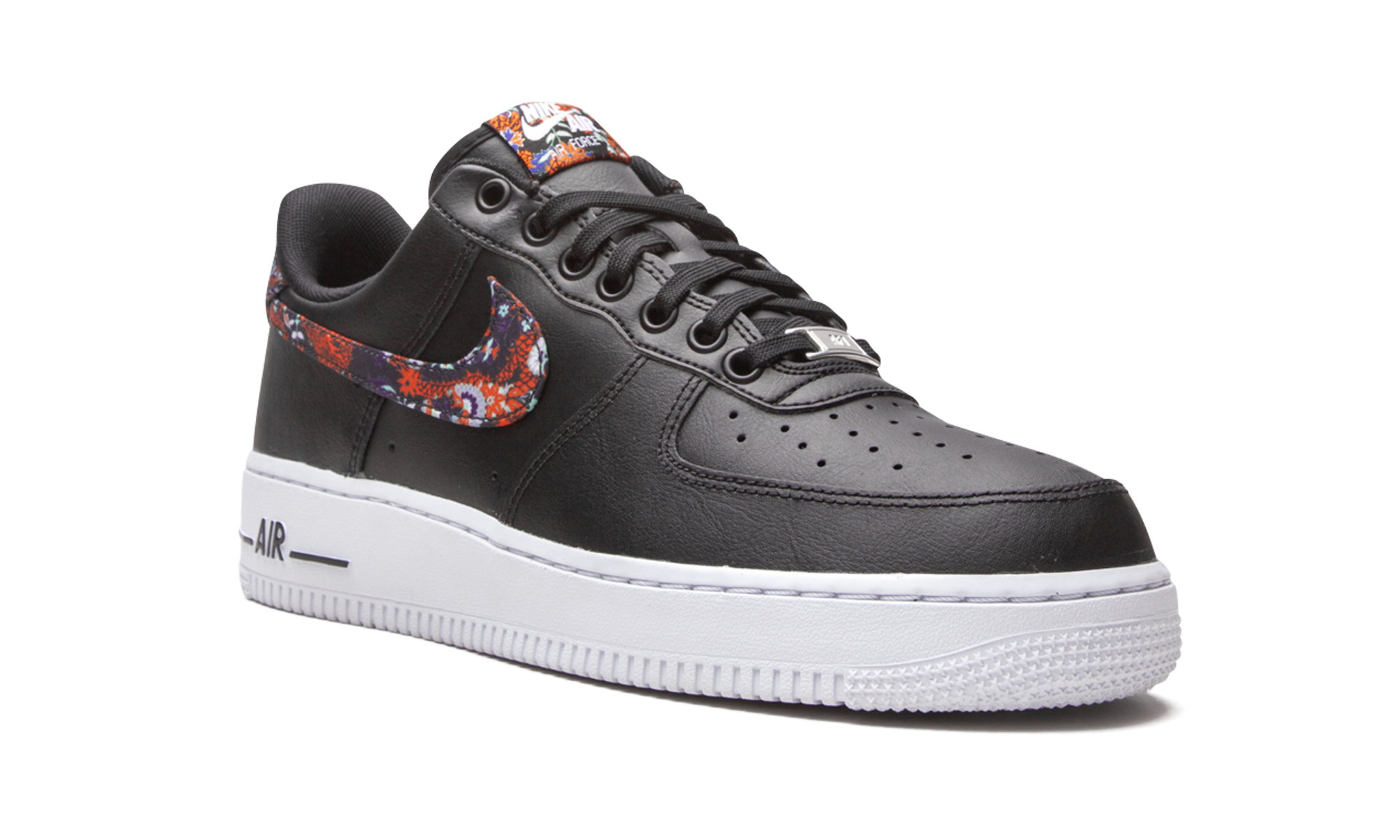 nike air force 1 low black floral+CZ7933-001+diagnol right view