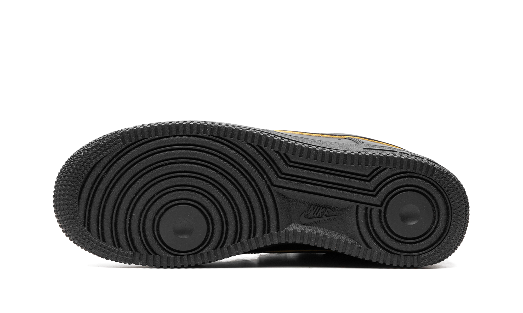 nike air force 1 low black gold swoosh women s+AO2132-005+bottom view