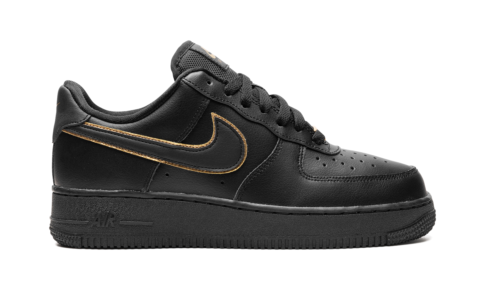nike air force 1 low black gold swoosh women s+AO2132-005+right view