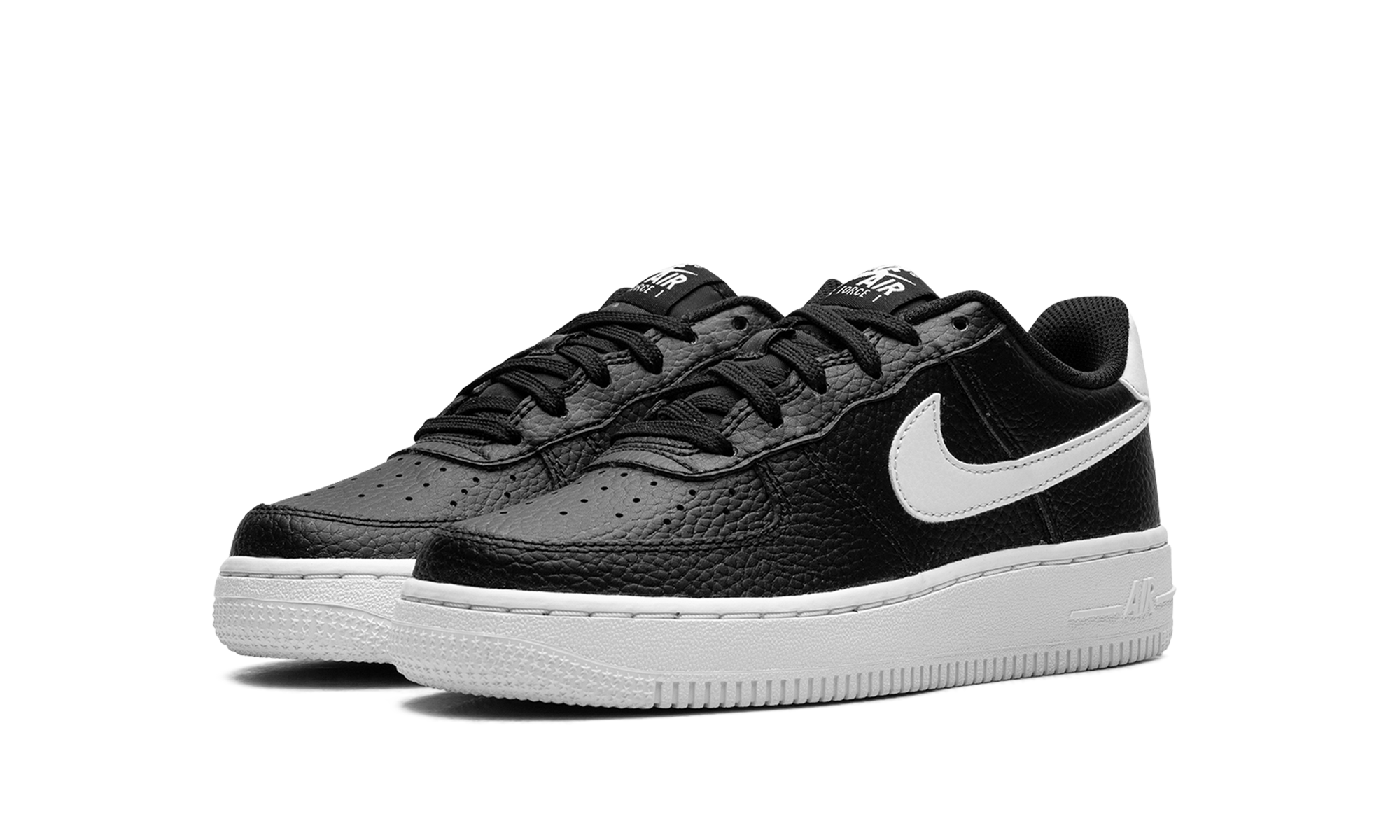 nike air force 1 low black white gs+CT3839-002+diagnol left view
