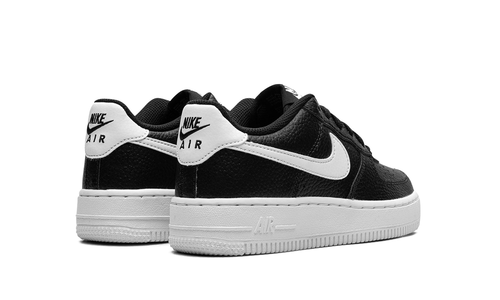 nike air force 1 low black white gs+CT3839-002+diagnol right behind view
