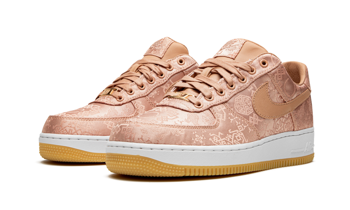 nike air force 1 low clot rose gold silk special box+CJ5290-600+diagnol left view