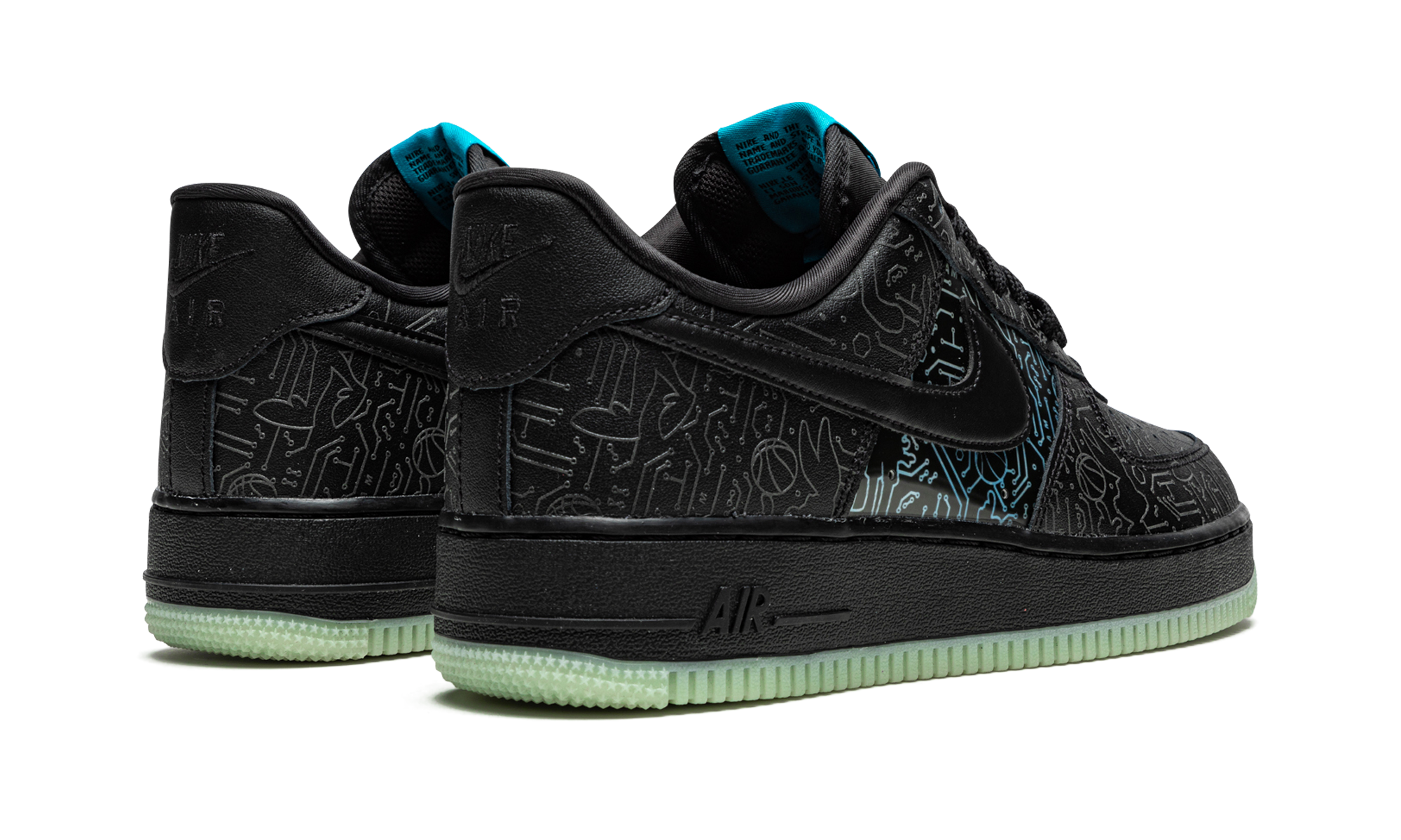 nike air force 1 low computer chip space jam+DH5354-001+diagnol right behind view