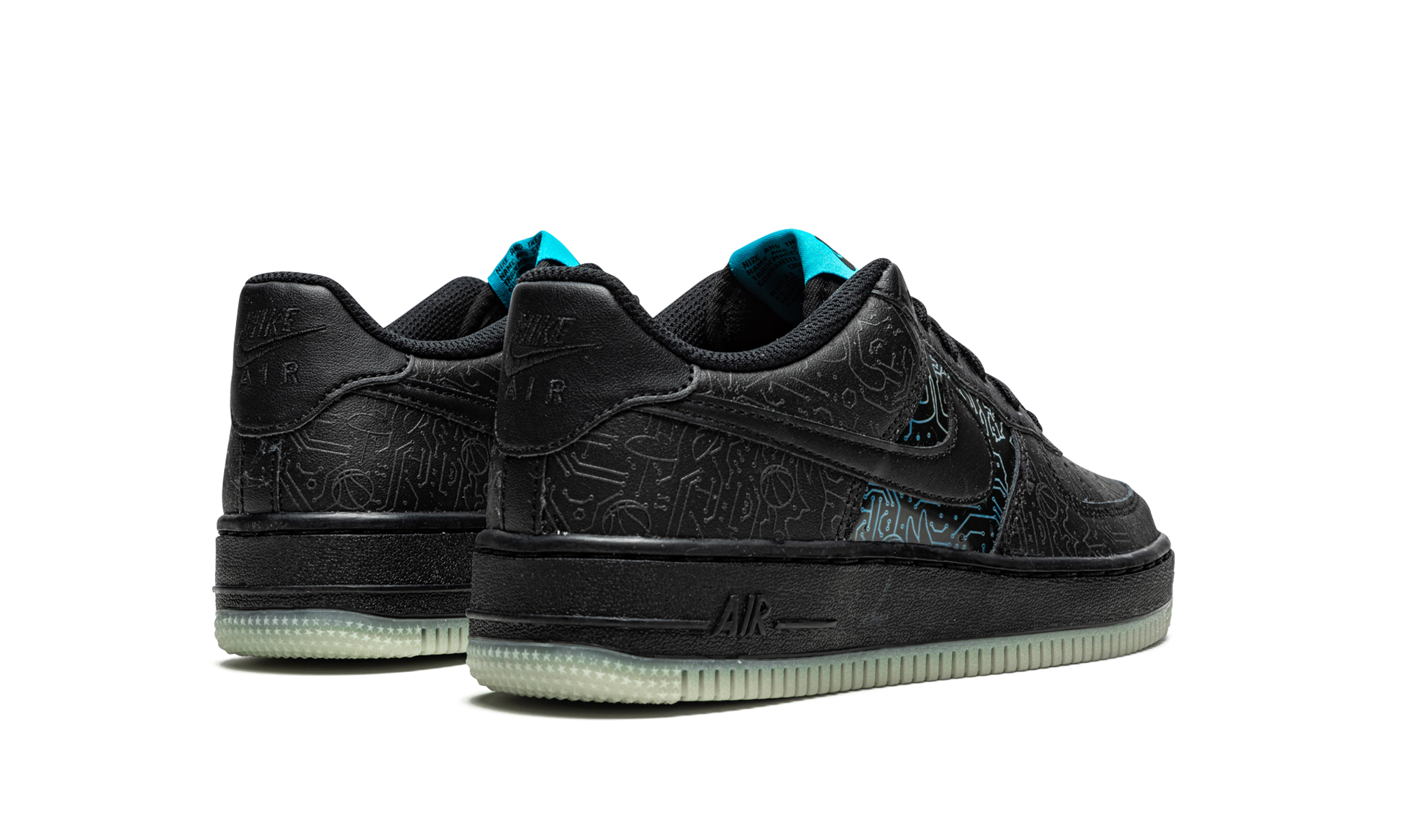nike air force 1 low computer chip space jam gs+DN1434-001+diagnol right behind view