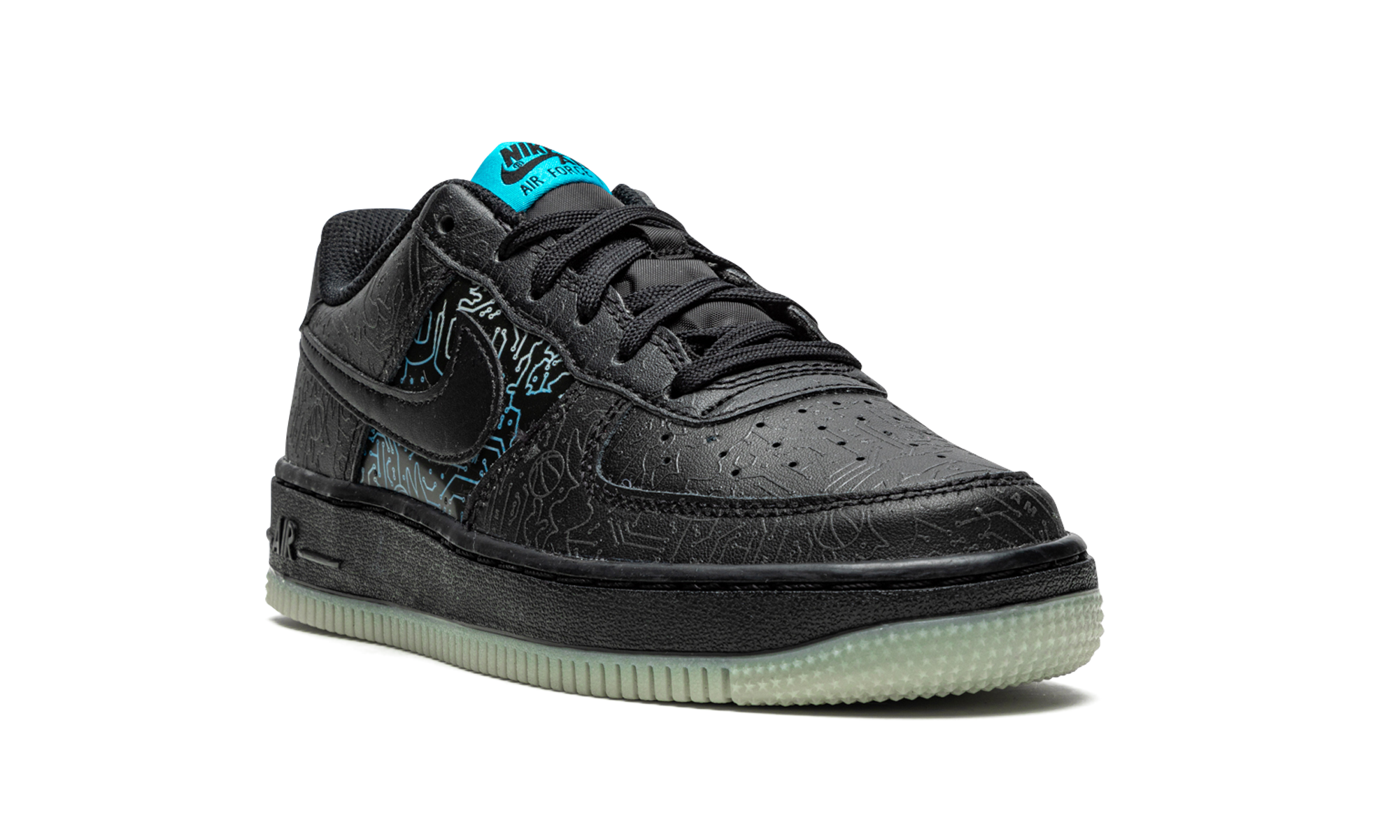 nike air force 1 low computer chip space jam gs+DN1434-001+diagnol right view