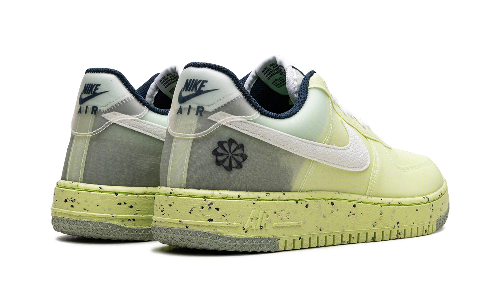 nike air force 1 low crater light lemon twist+DH2521-700+diagnol right behind view