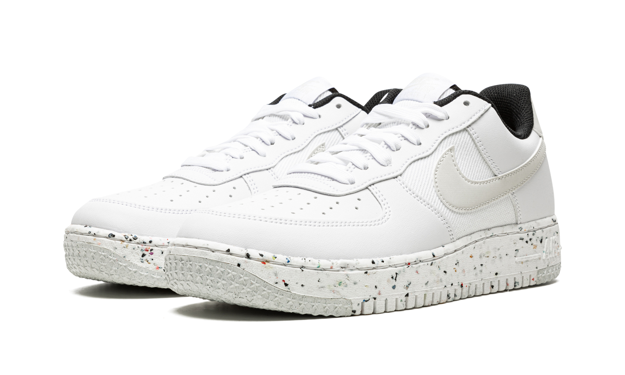 nike air force 1 low crater next nature white speckled sole+DH8083-100+diagnol left view
