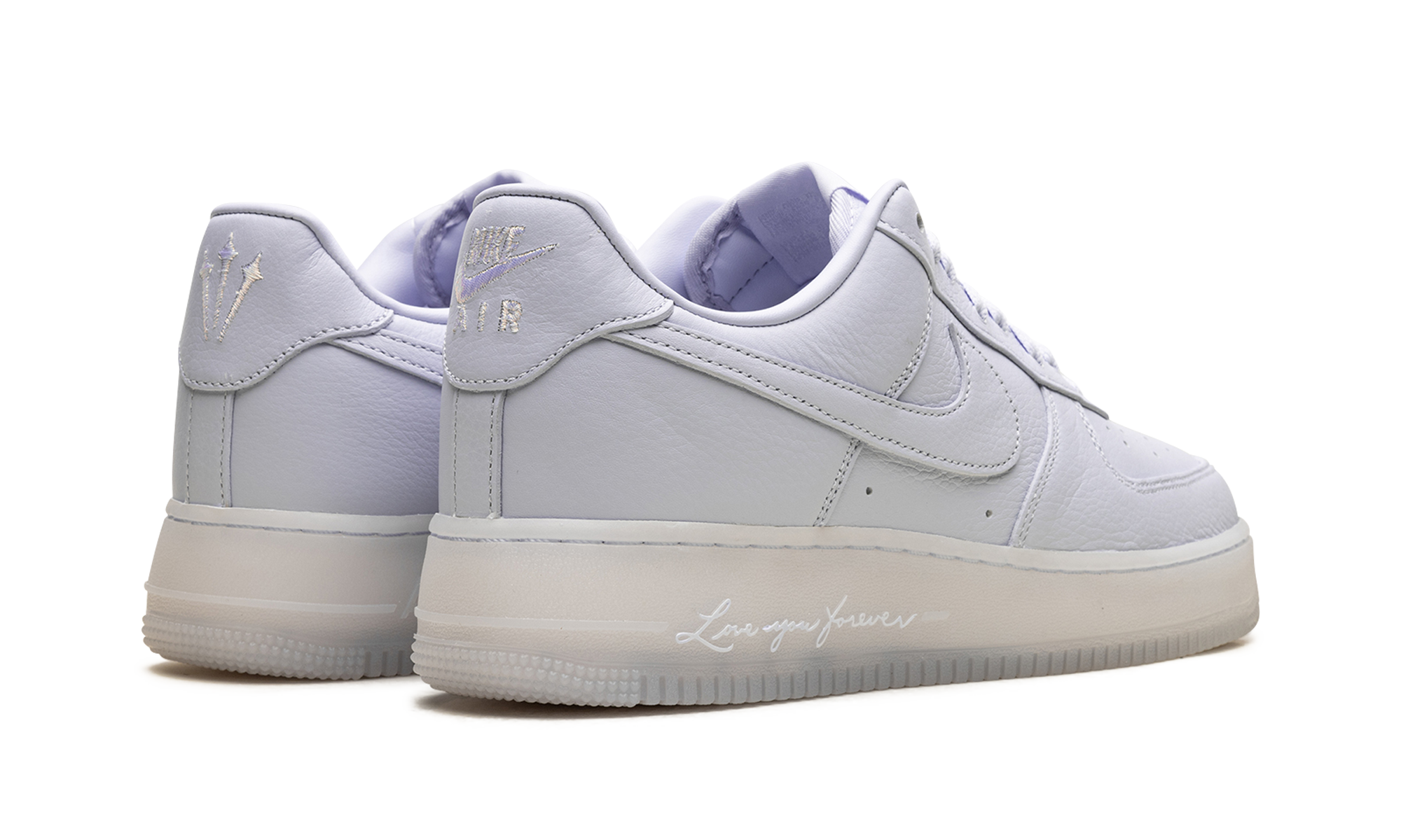 nike air force 1 low drake nocta certified lover boy palest purple+CZ8065-500+diagnol right behind view