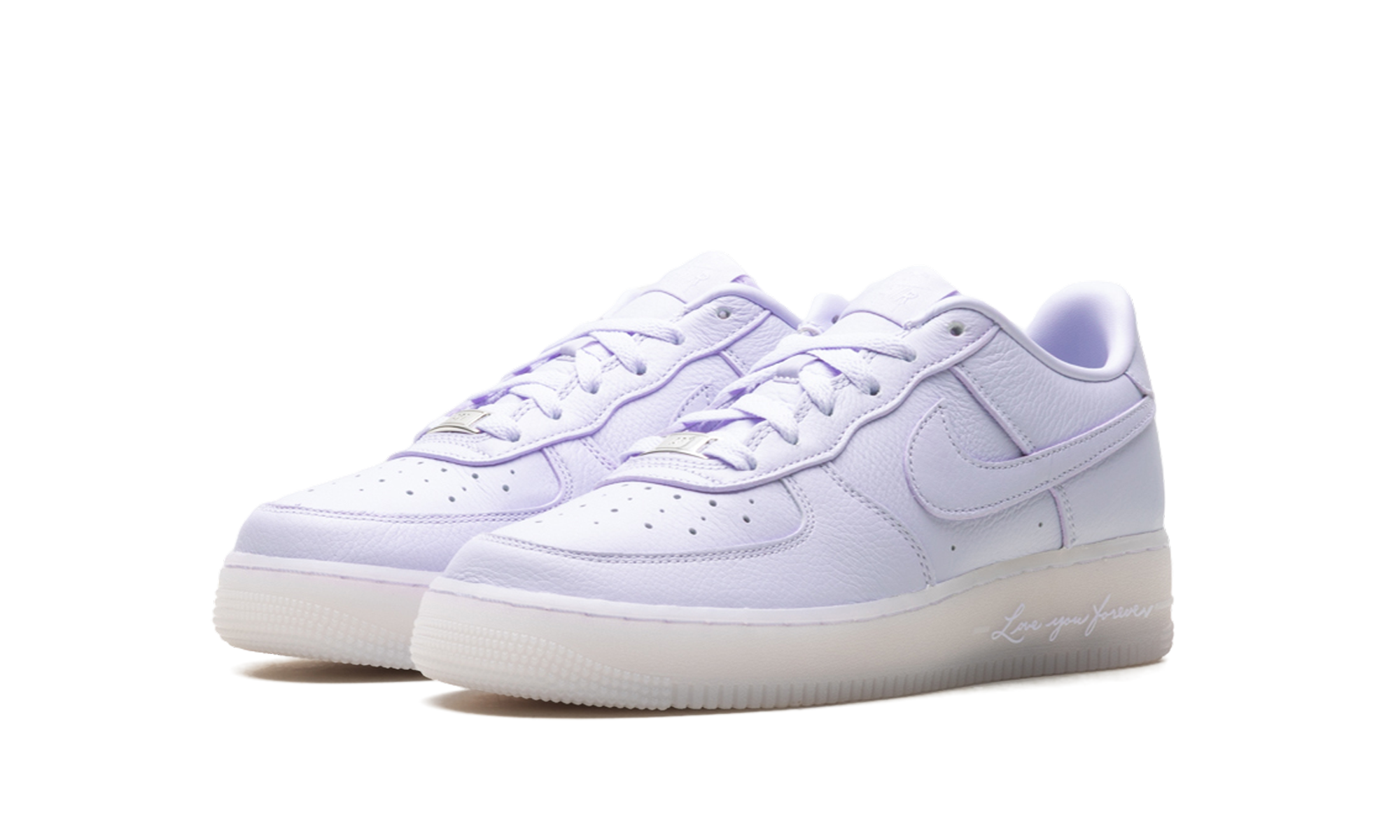 nike air force 1 low drake nocta certified lover boy palest purple gs+HQ1772-500+diagnol left view
