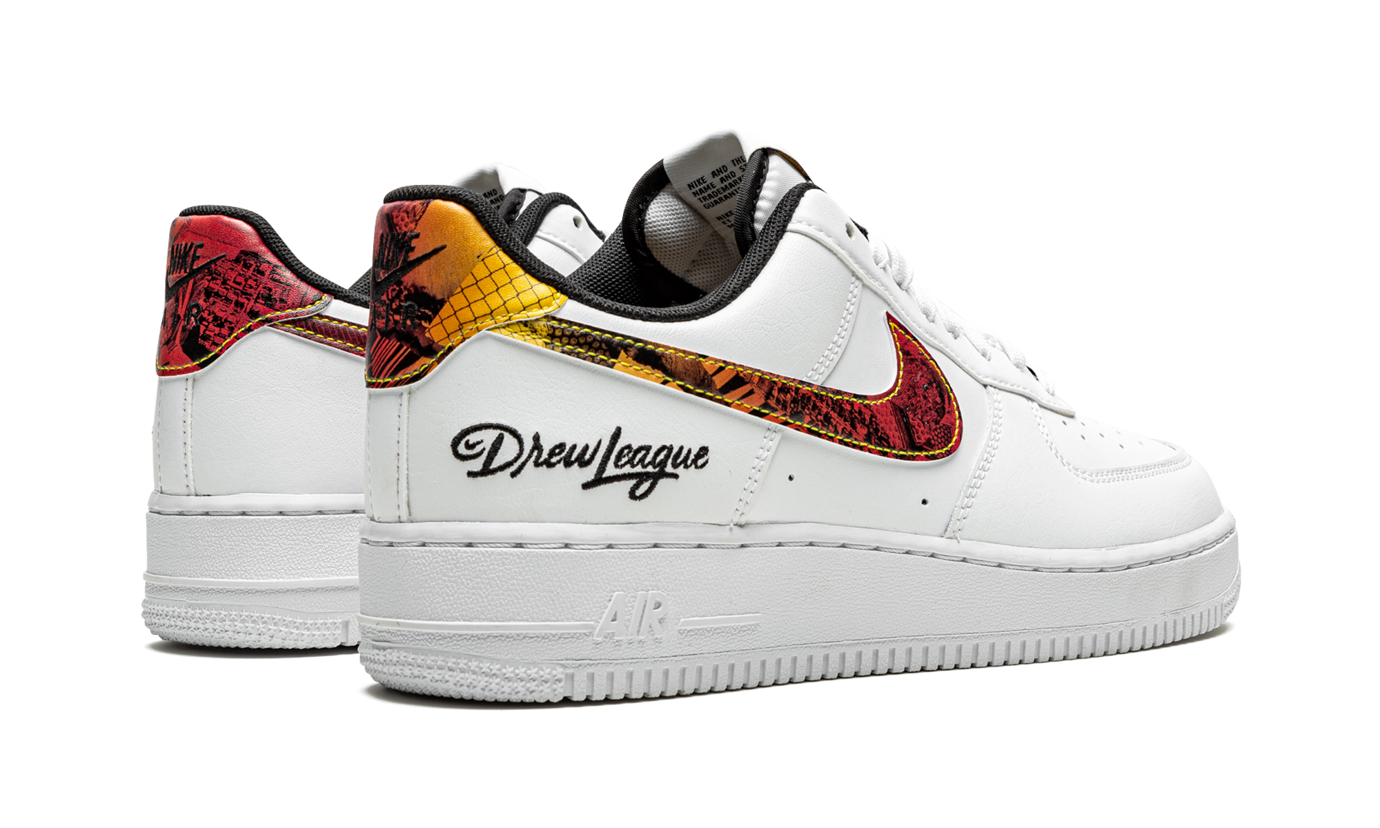 nike air force 1 low drew league 2021+DM7578-100+diagnol right behind view