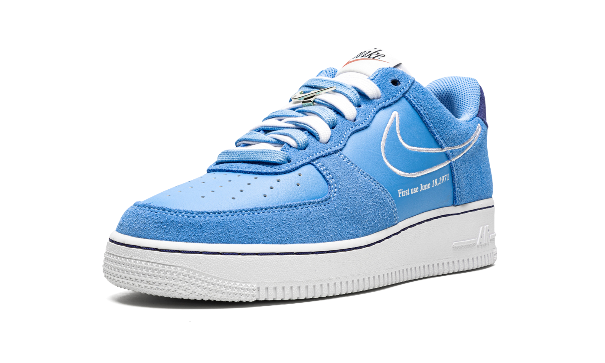 nike air force 1 low first use university blue+DB3597-400+left diagnol single view