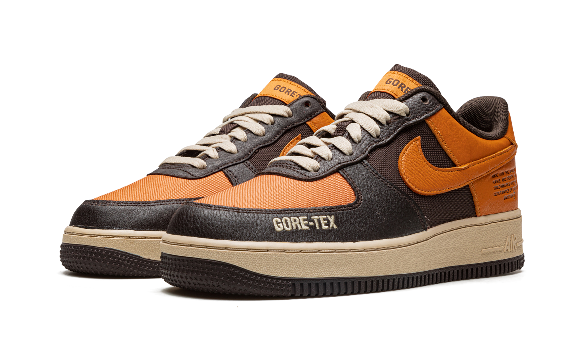 nike air force 1 low gore tex brown orange+DO2760-220+diagnol left view