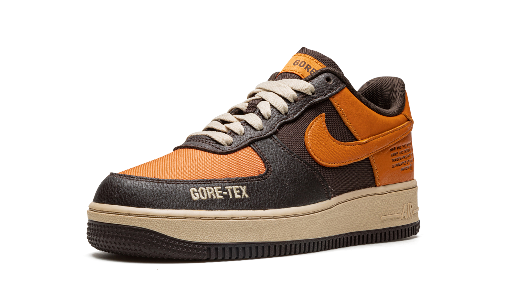 nike air force 1 low gore tex brown orange+DO2760-220+left diagnol single view