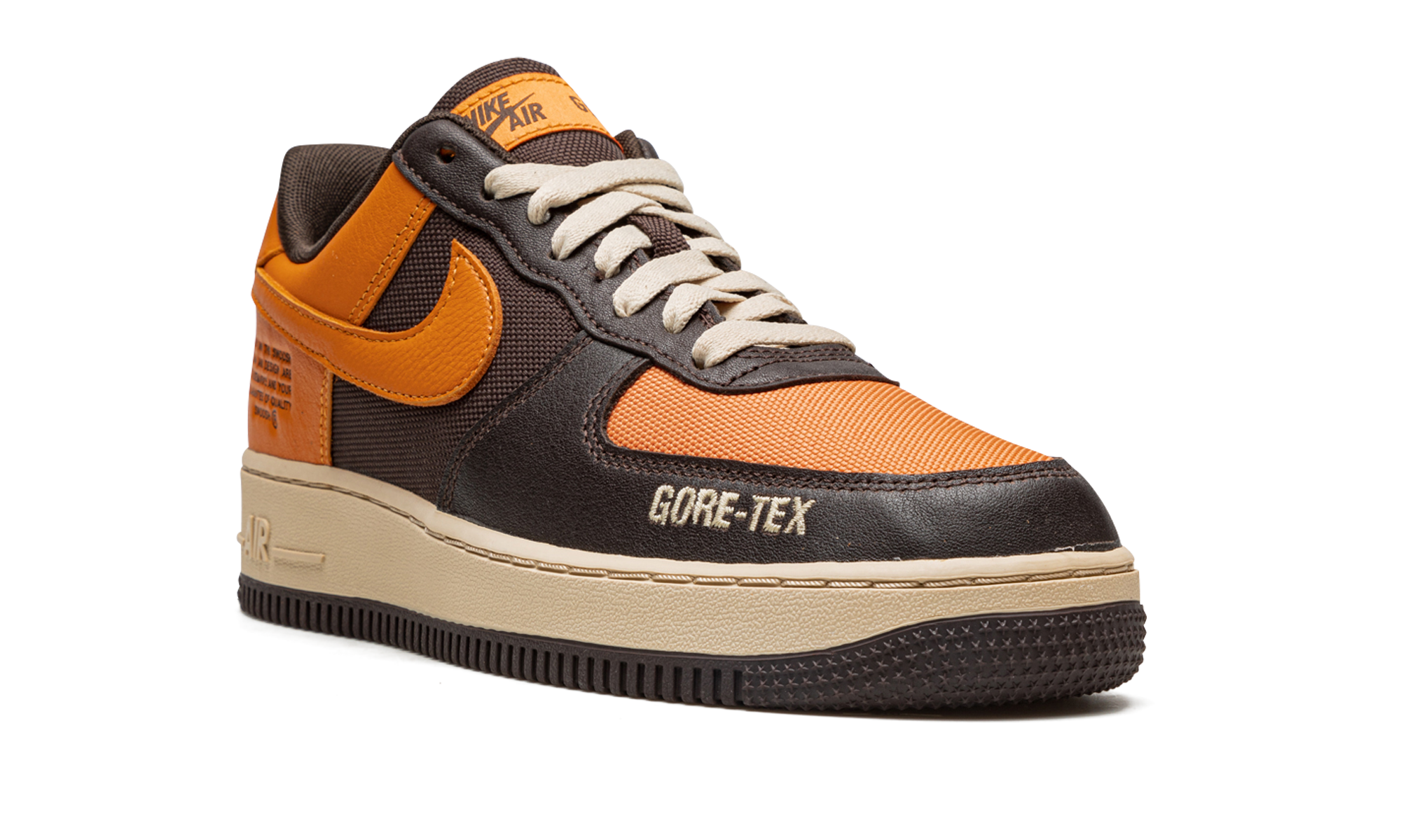 nike air force 1 low gore tex brown orange+DO2760-220+diagnol right view