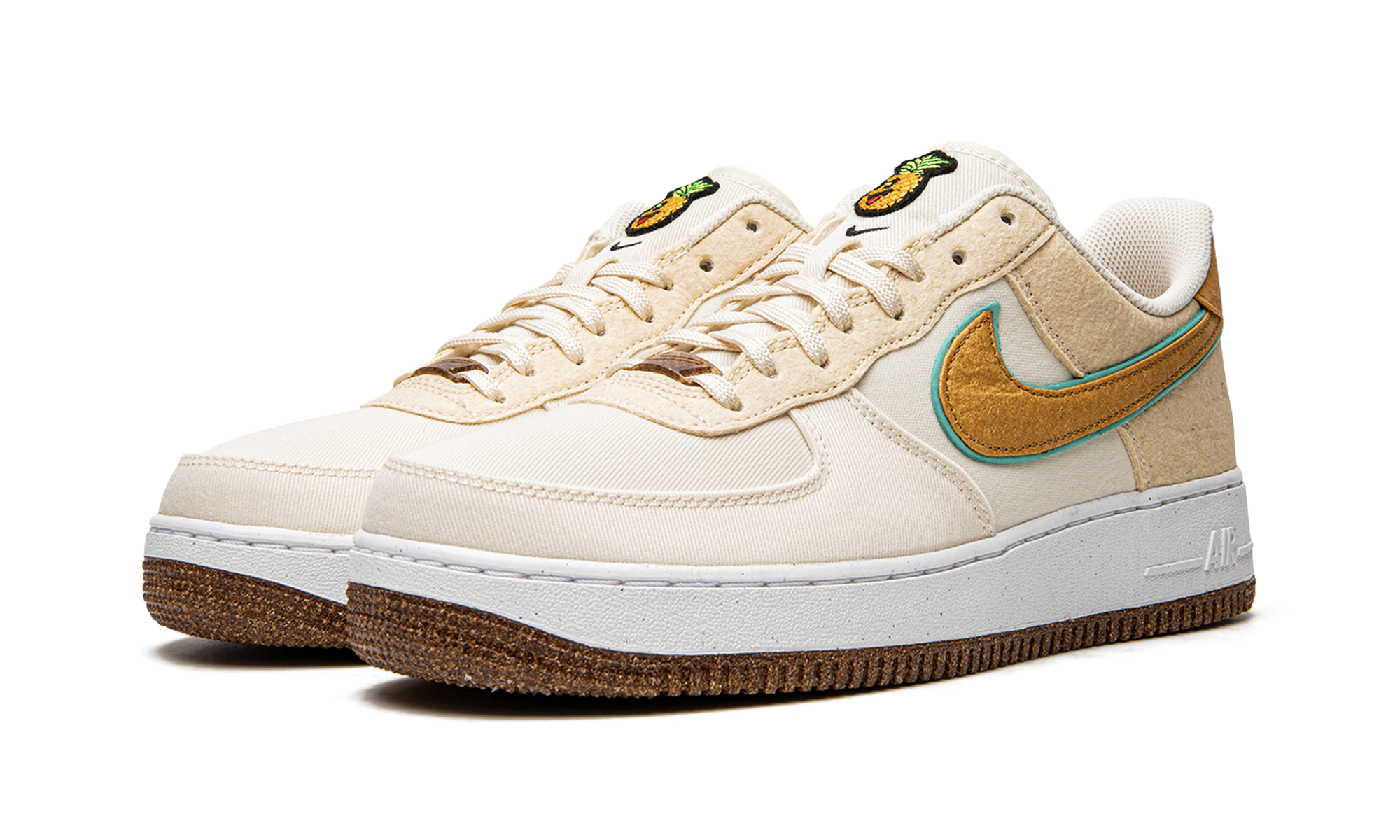 nike air force 1 low happy pineapple coconut milk+CZ1631-100+diagnol left view