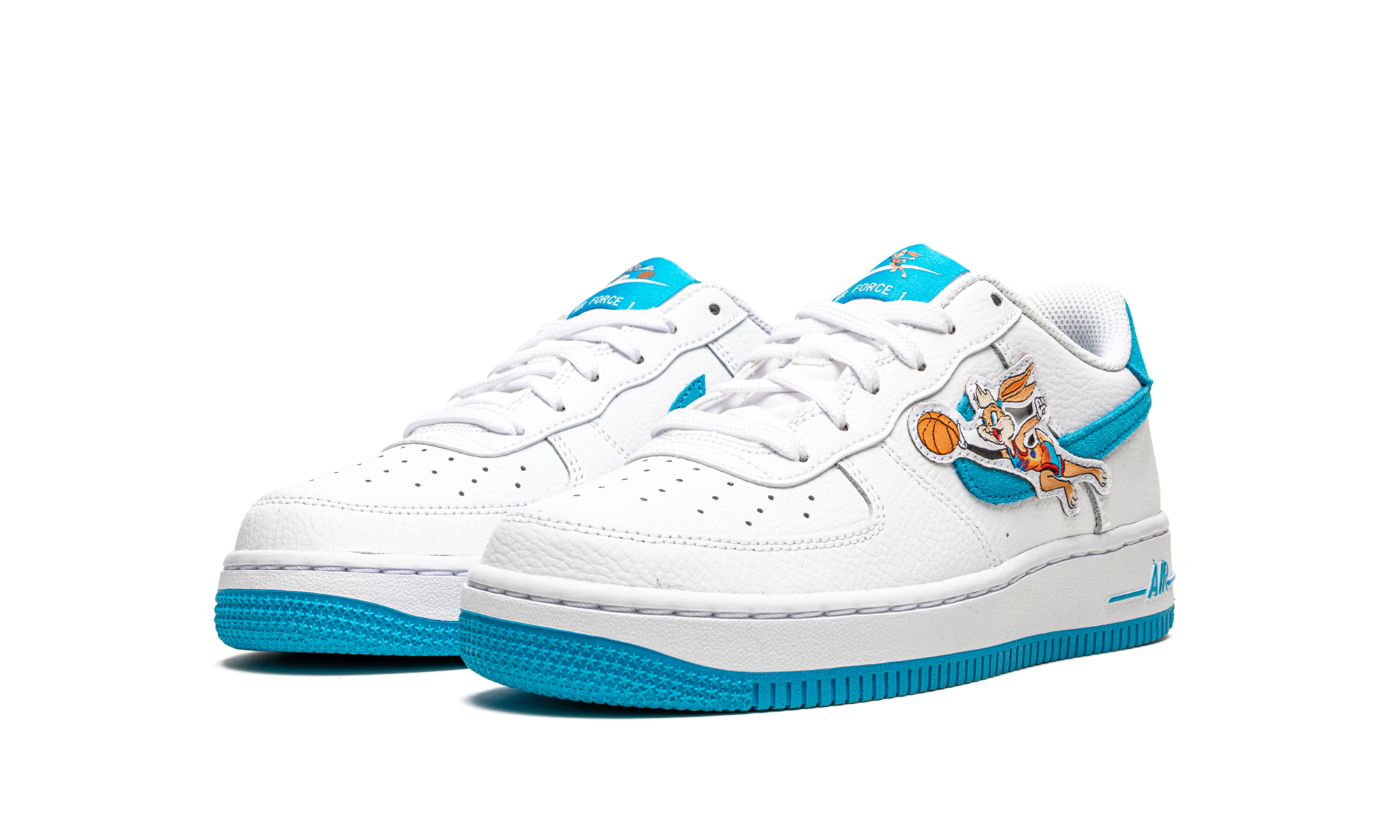 nike air force 1 low hare space jam gs+DM3353-100+diagnol left view