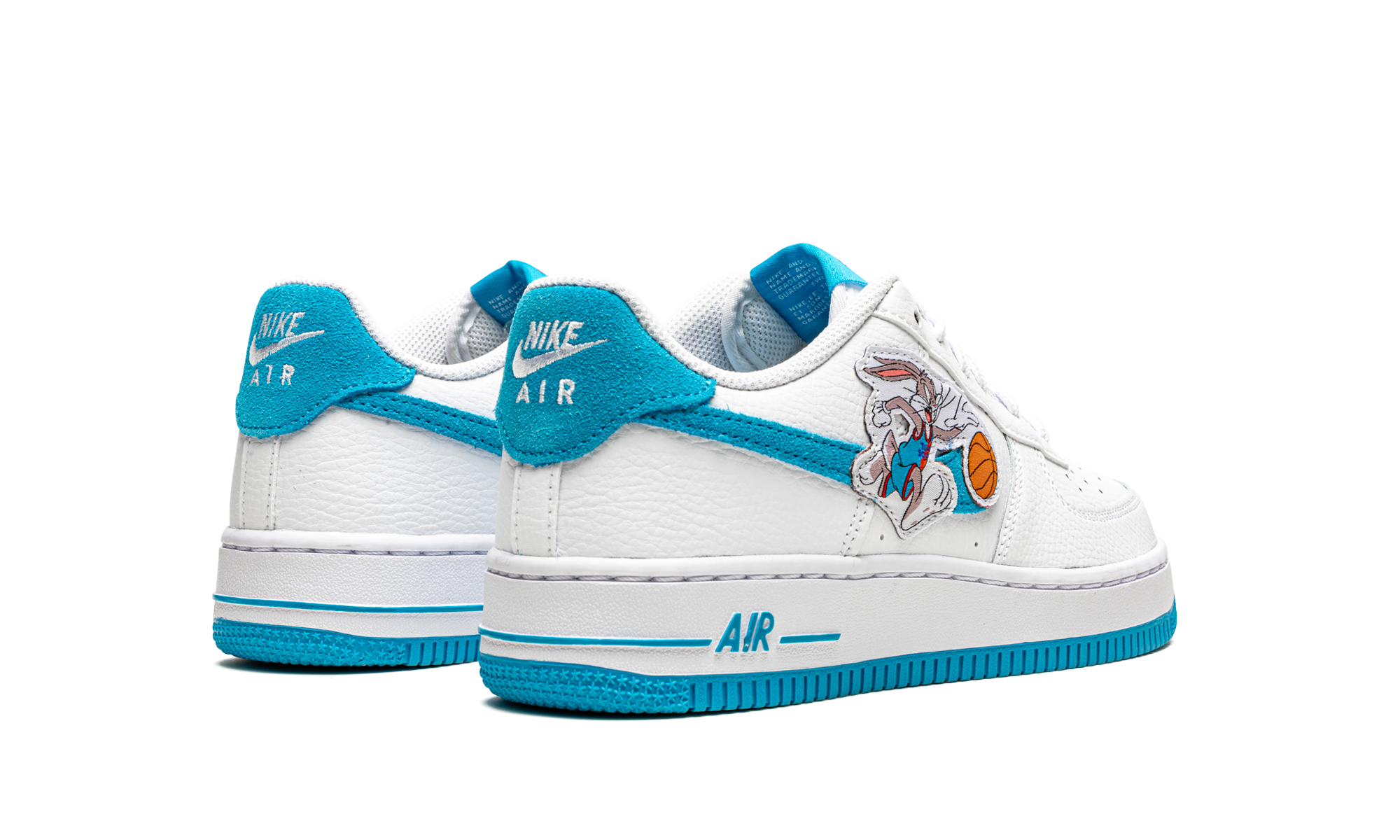 nike air force 1 low hare space jam gs+DM3353-100+diagnol right behind view