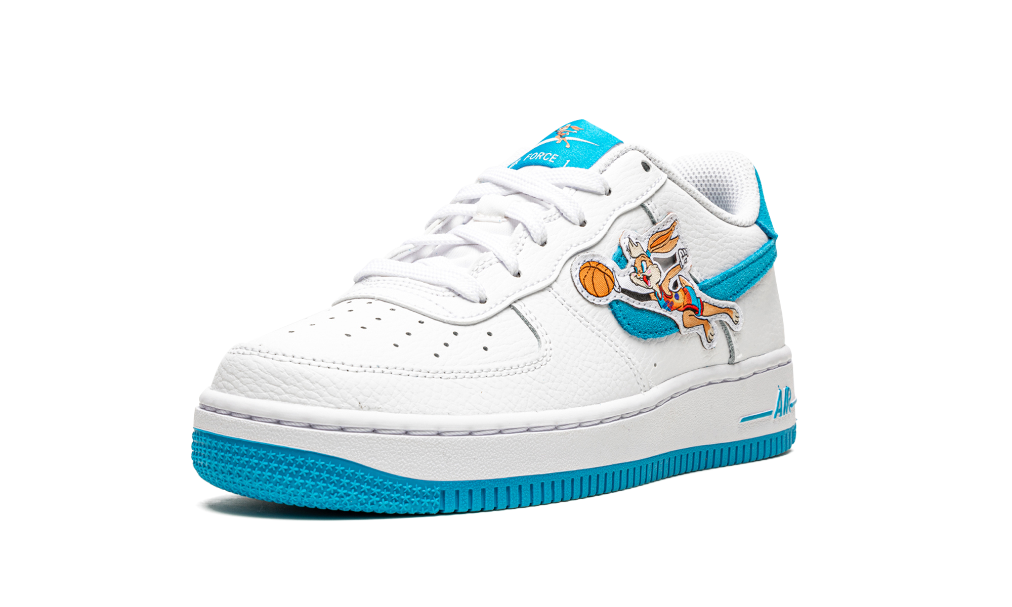 nike air force 1 low hare space jam gs+DM3353-100+left diagnol single view