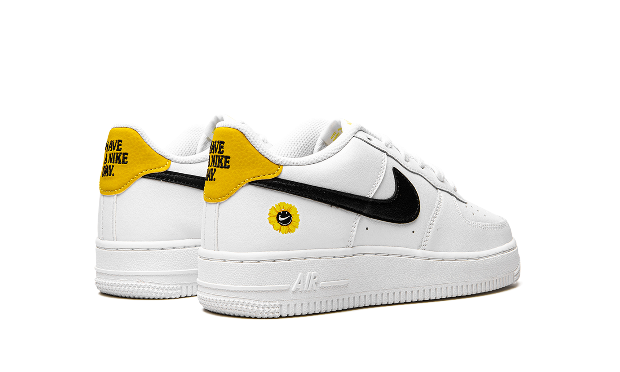 nike air force 1 low have a nike day white daisy gs+DM0983-100+diagnol right behind view