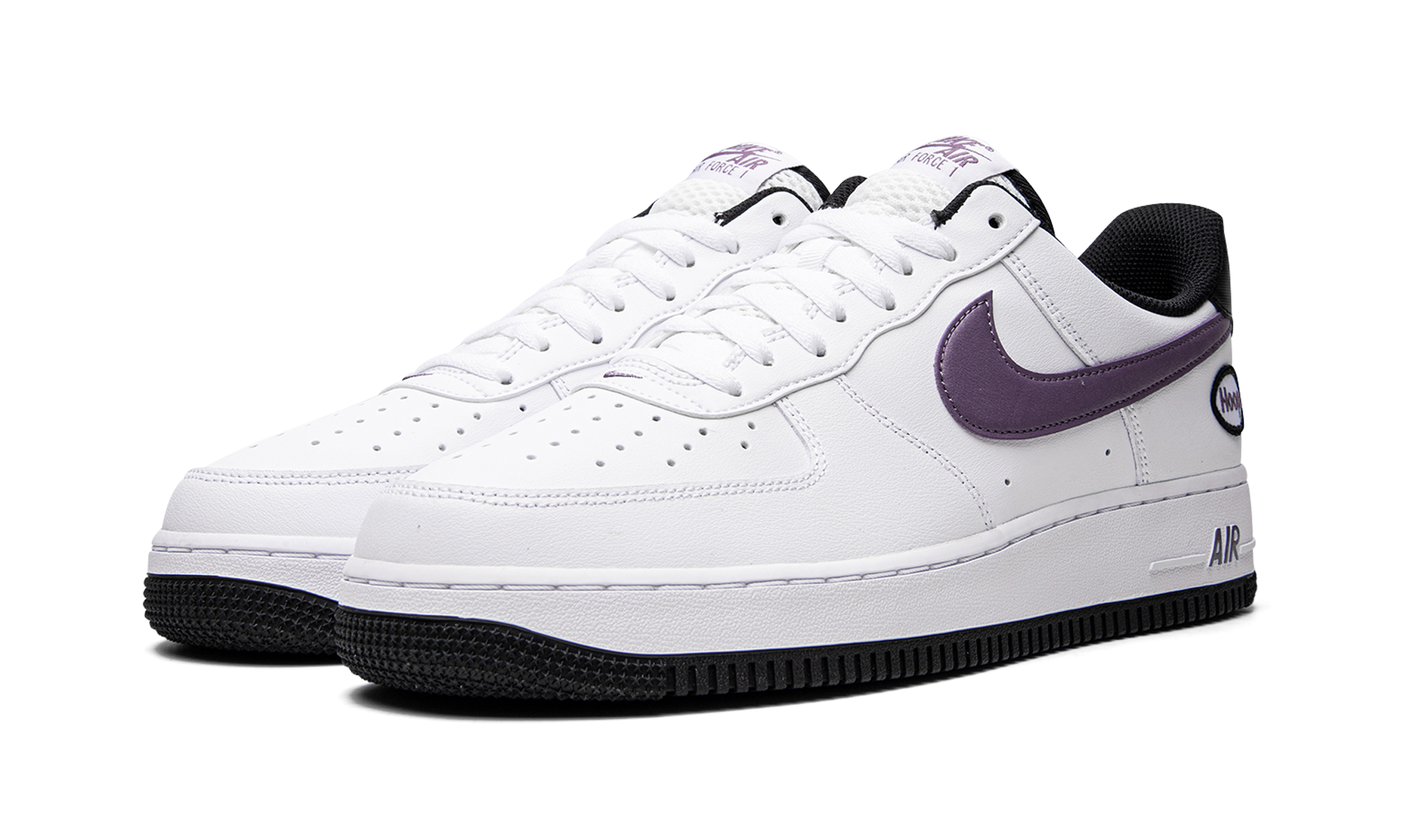 nike air force 1 low hoops white canyon purple+DH7440-100+diagnol left view