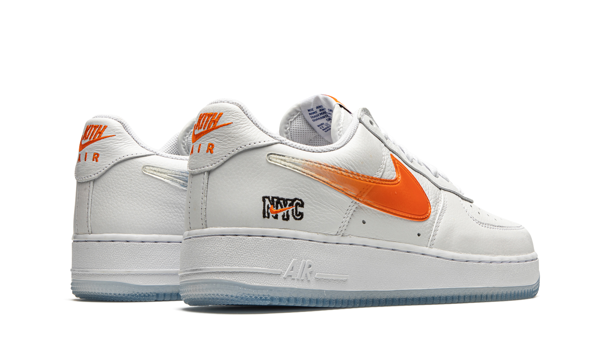 nike air force 1 low kith knicks home+CZ7928-100+diagnol right behind view