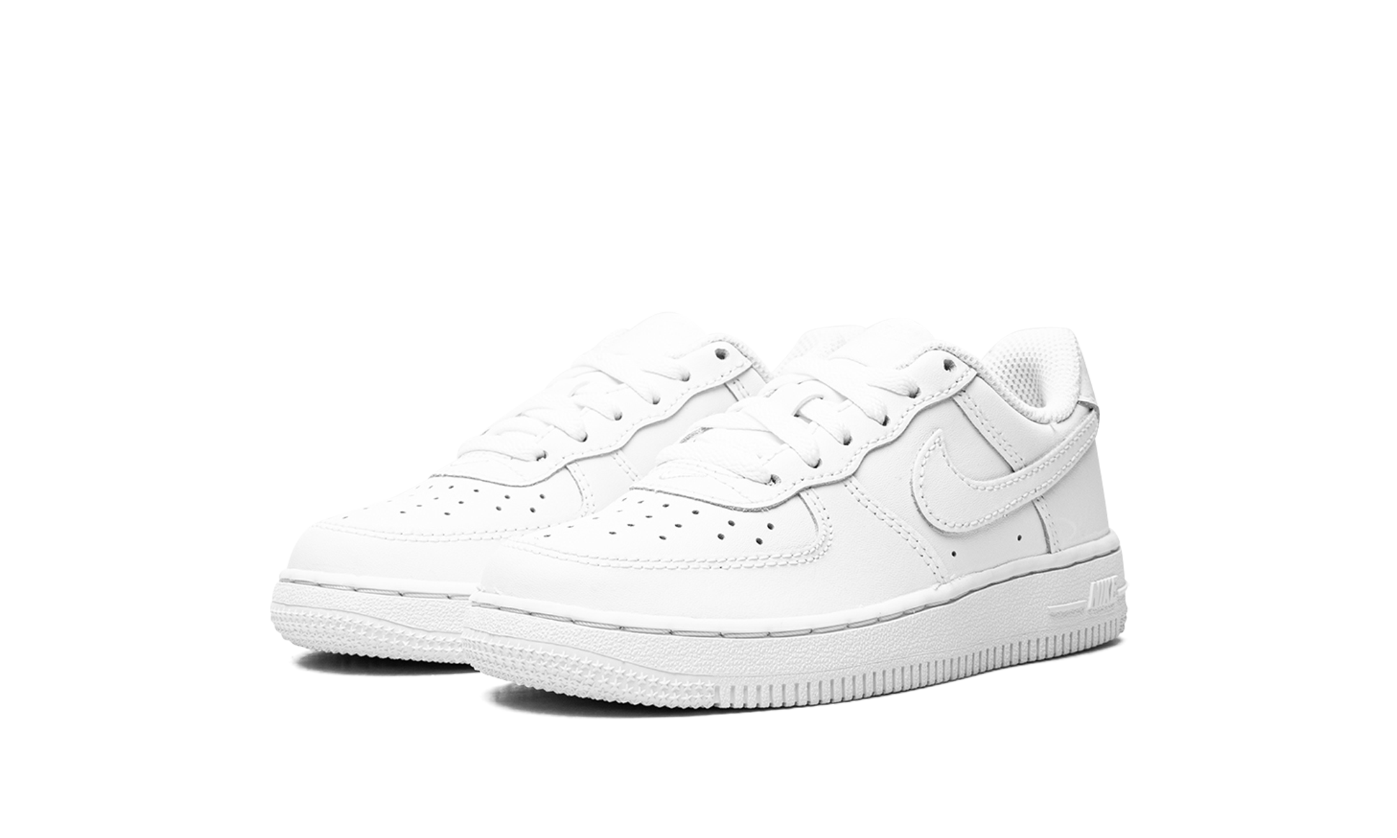 nike air force 1 low le triple white ps+DH2925-111+diagnol left view