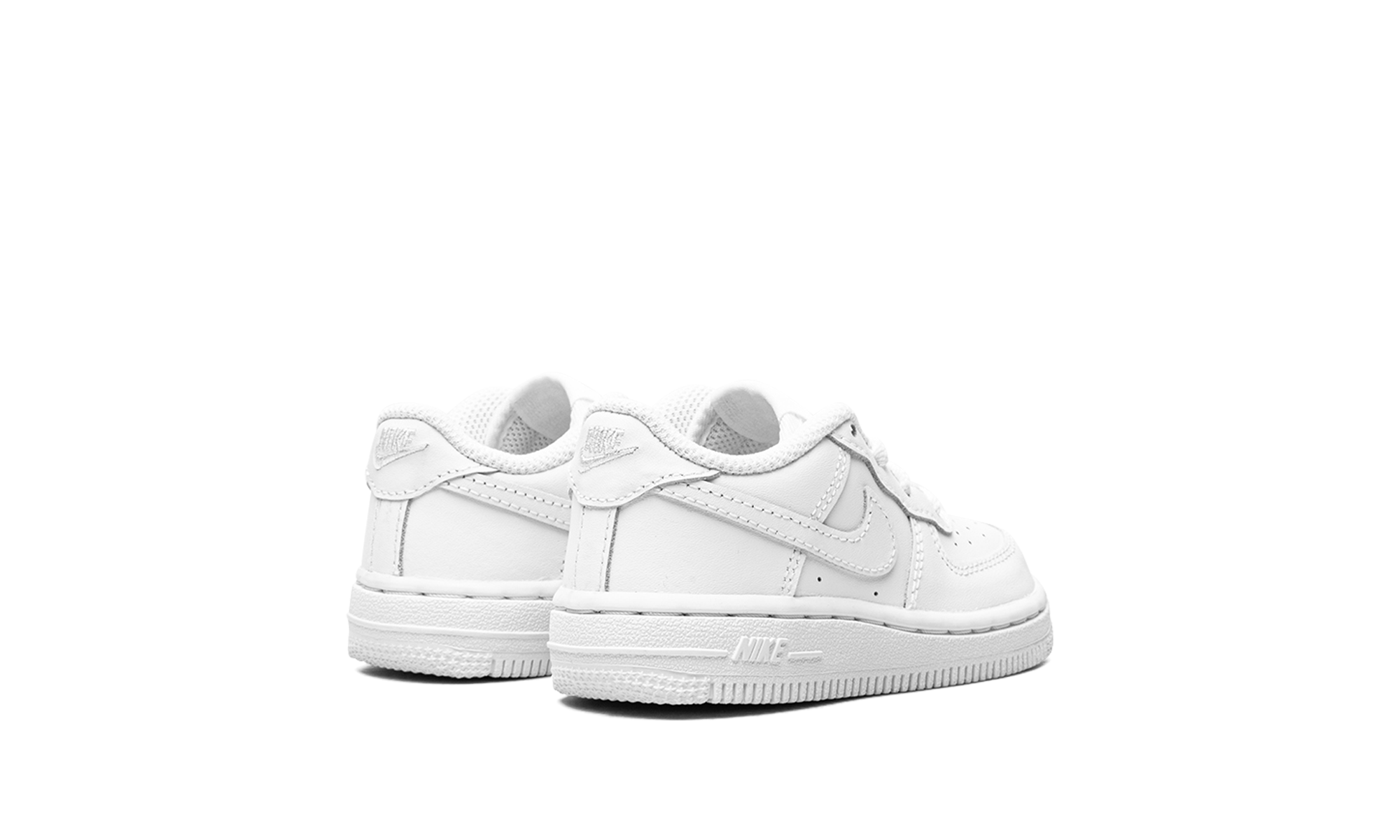 nike air force 1 low le triple white td+DH2926-111+diagnol right behind view