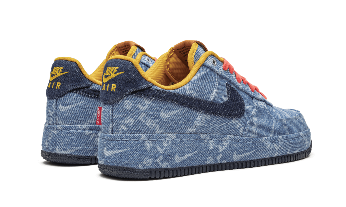 nike air force 1 low levi s exclusive denim+CV0670-447+diagnol right behind view