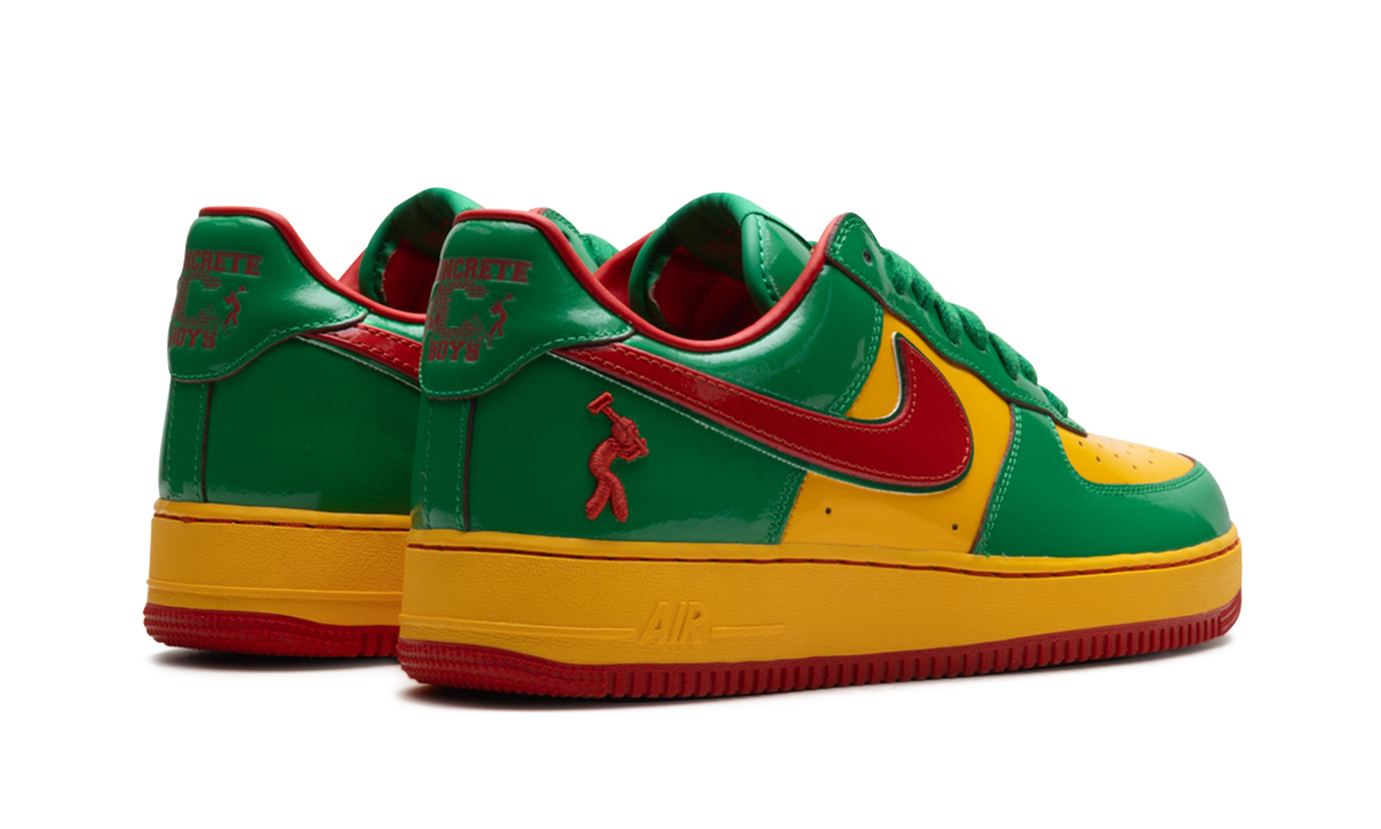 nike air force 1 low lil yachty concrete boys lucky green+IH4383-300+diagnol right behind view