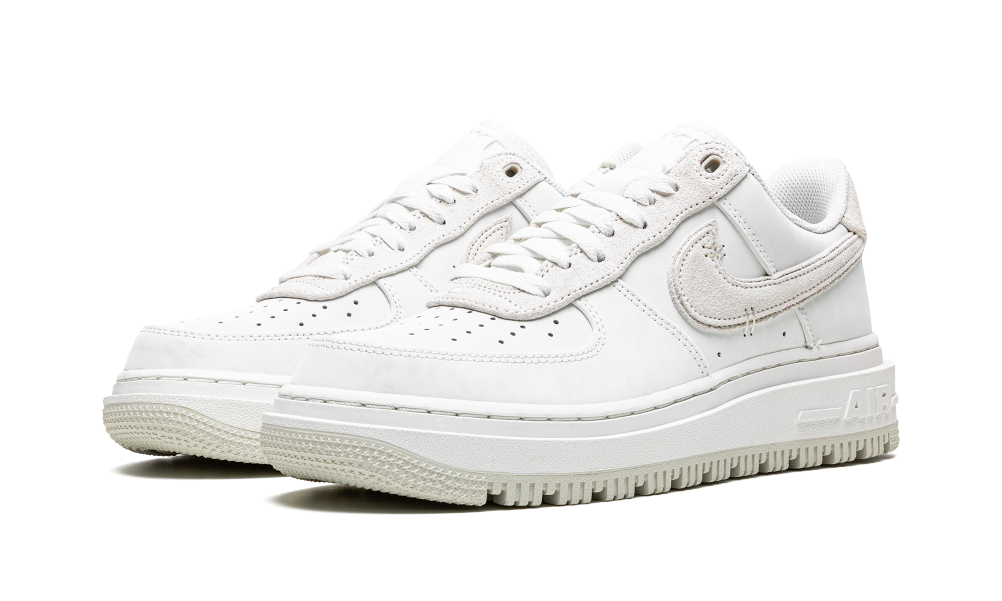 nike air force 1 low luxe summit white light bone+DD9605-100+diagnol left view