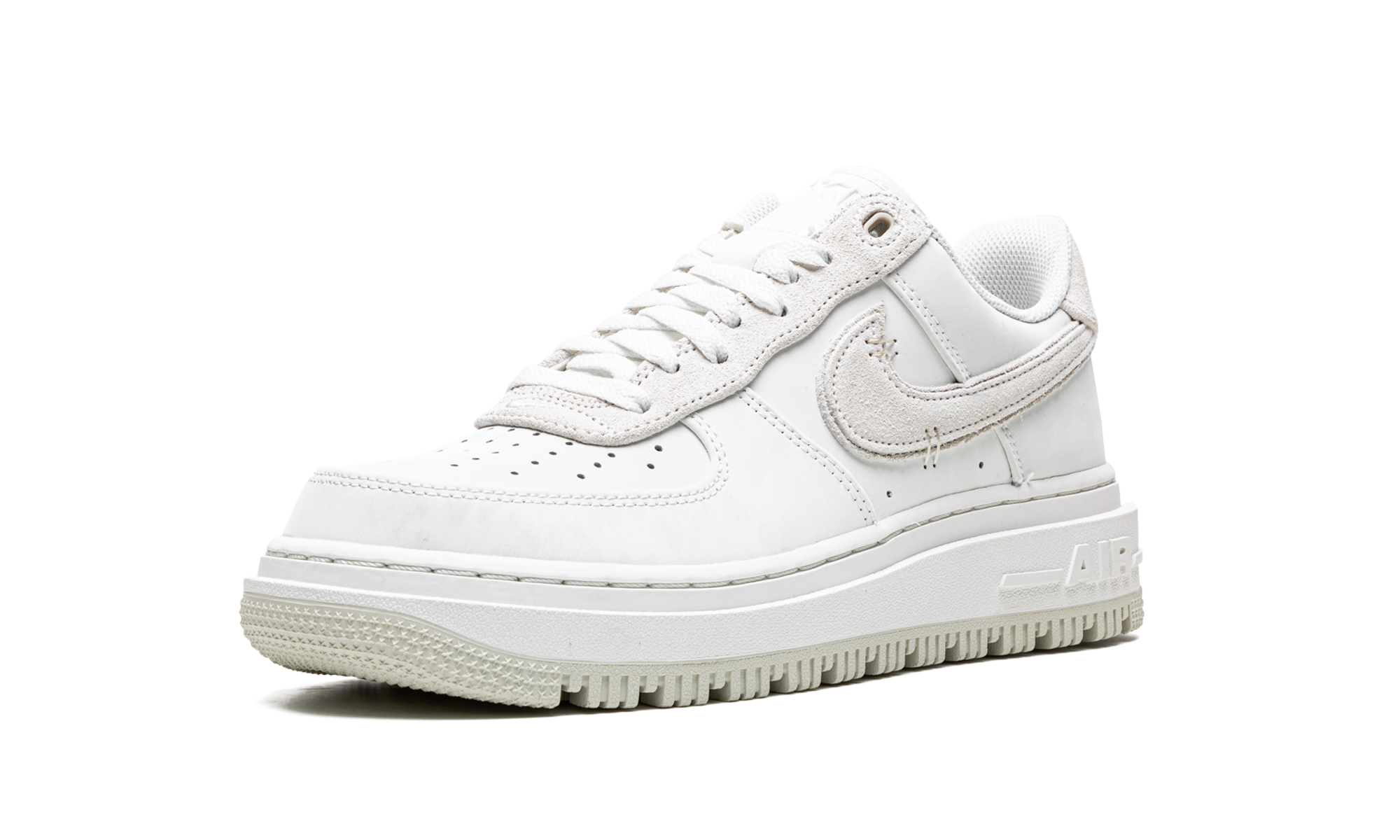 nike air force 1 low luxe summit white light bone+DD9605-100+left diagnol single view