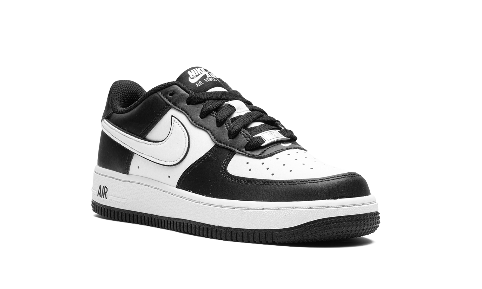 nike air force 1 low lv8 2 white swoosh panda gs+DV1621-001+diagnol right view