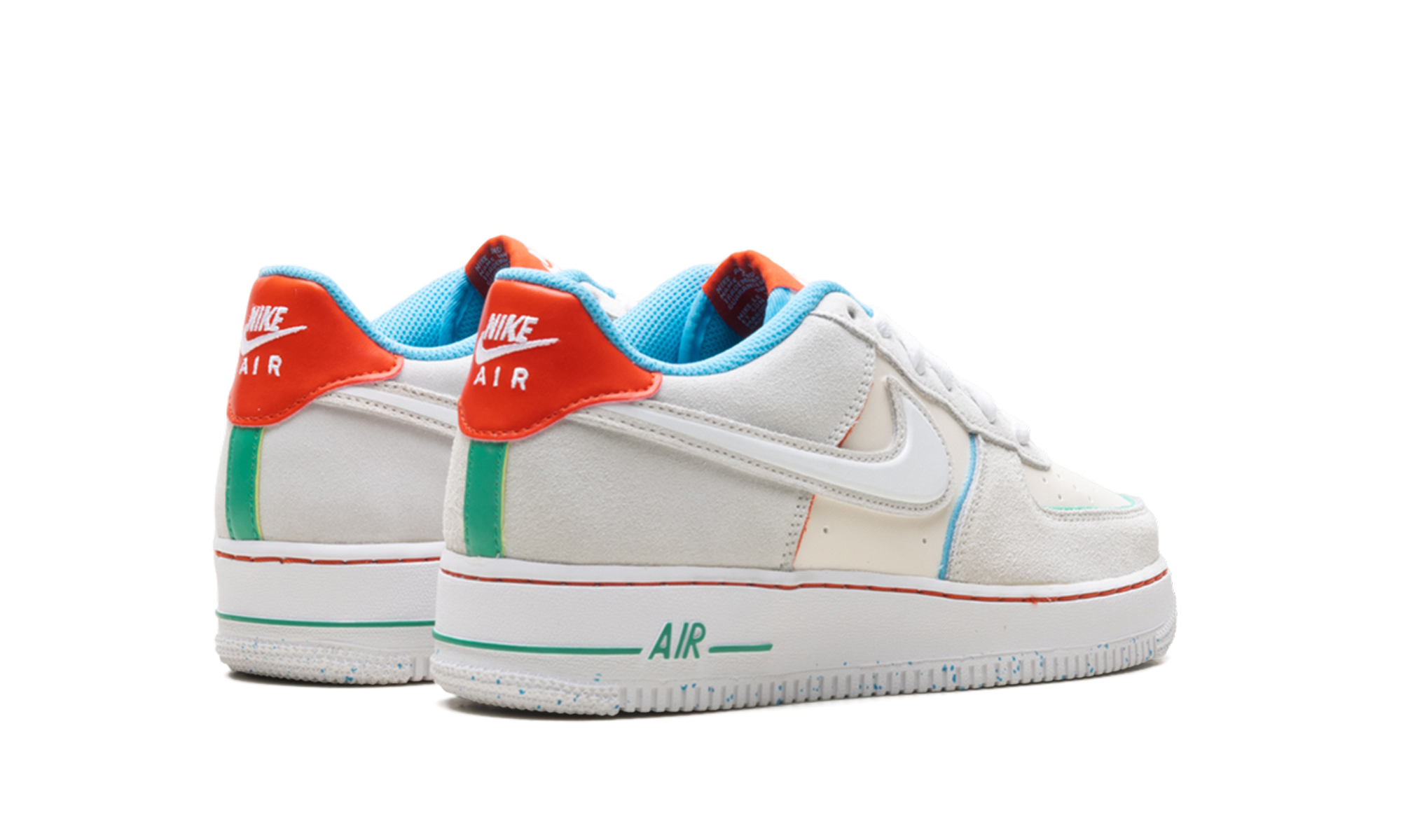 nike air force 1 low lv8 holiday cookies gs+FQ8350-110+diagnol right behind view
