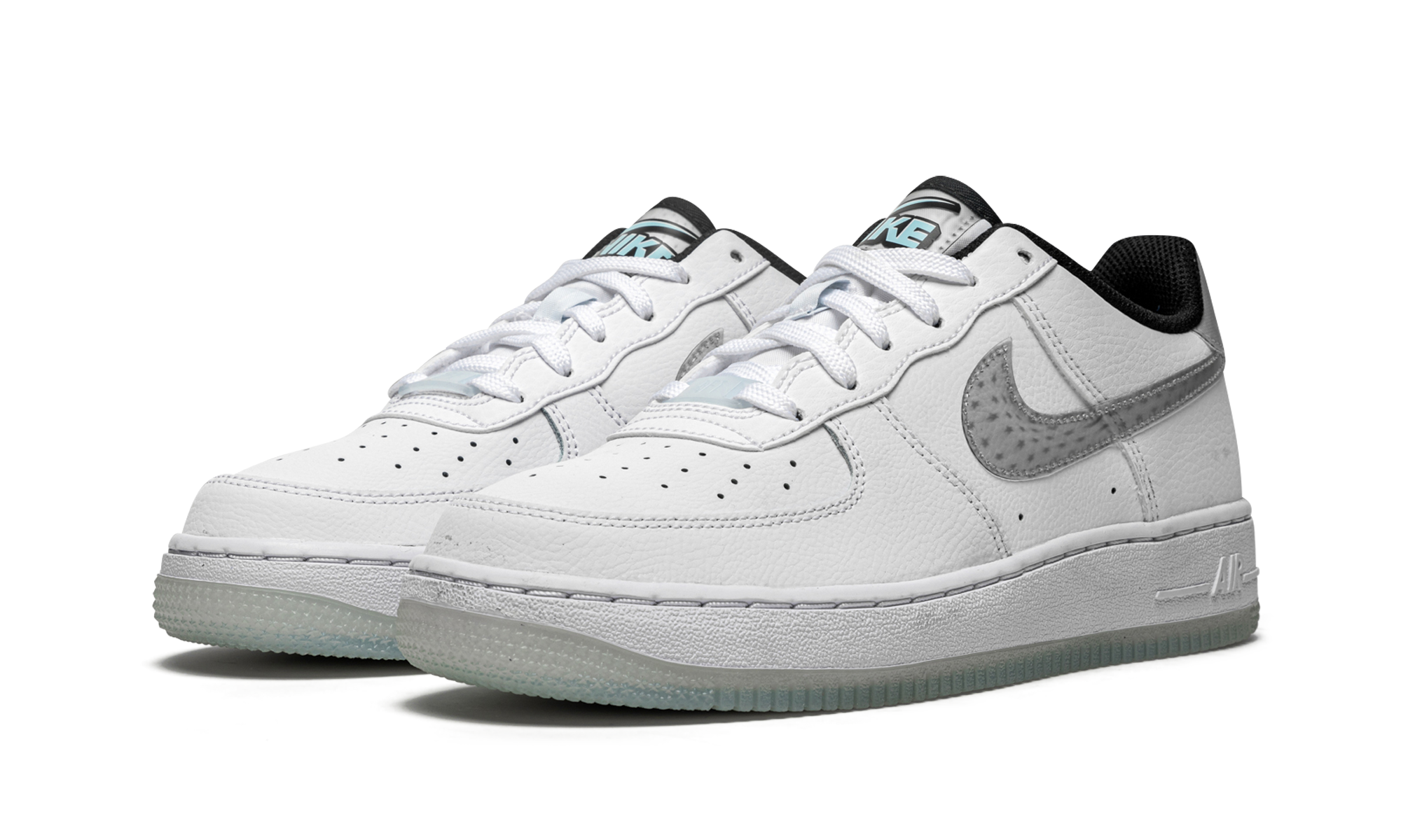 nike air force 1 low lv8 ksa white glacier blue gs+CW5909-100+diagnol left view